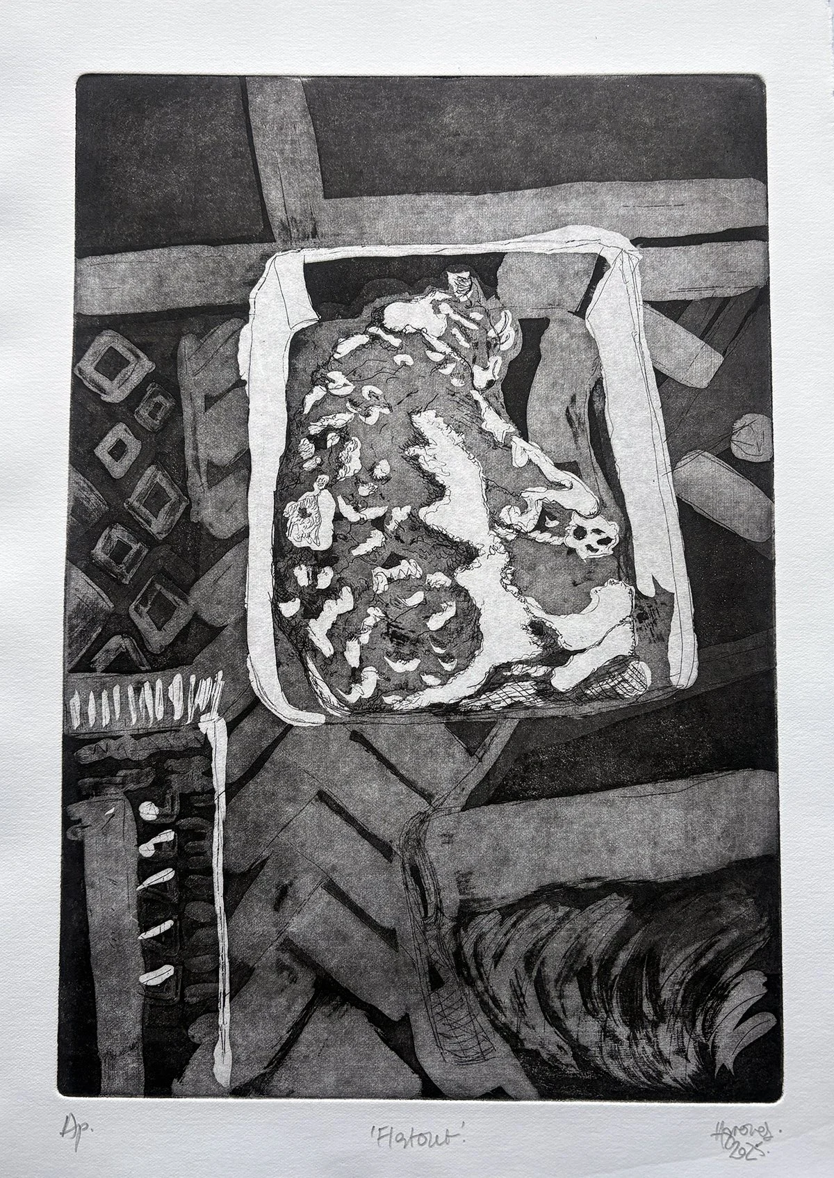 flatout, 2025, aquatint© 