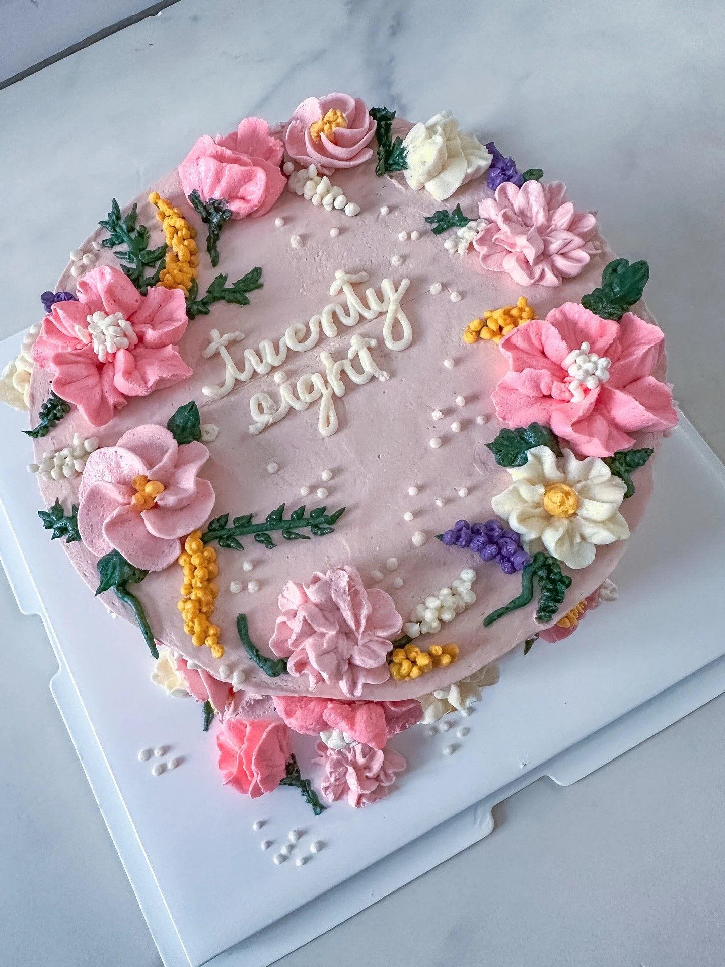 vegan birthday cake hand piped buttercream florals veg on board Long Island