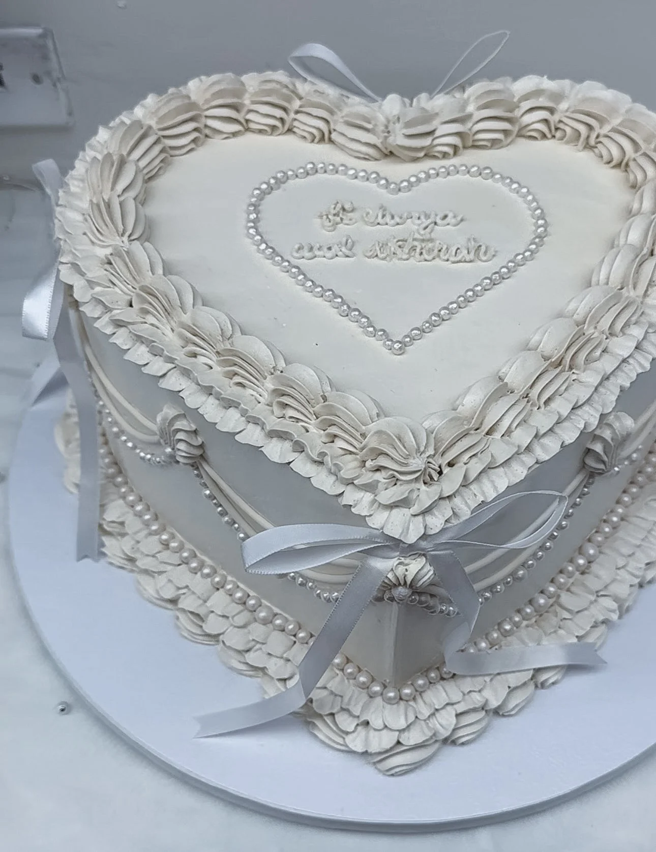  Custom Vegan Nikah Heart Cake for an Intimate Wedding Celebration
