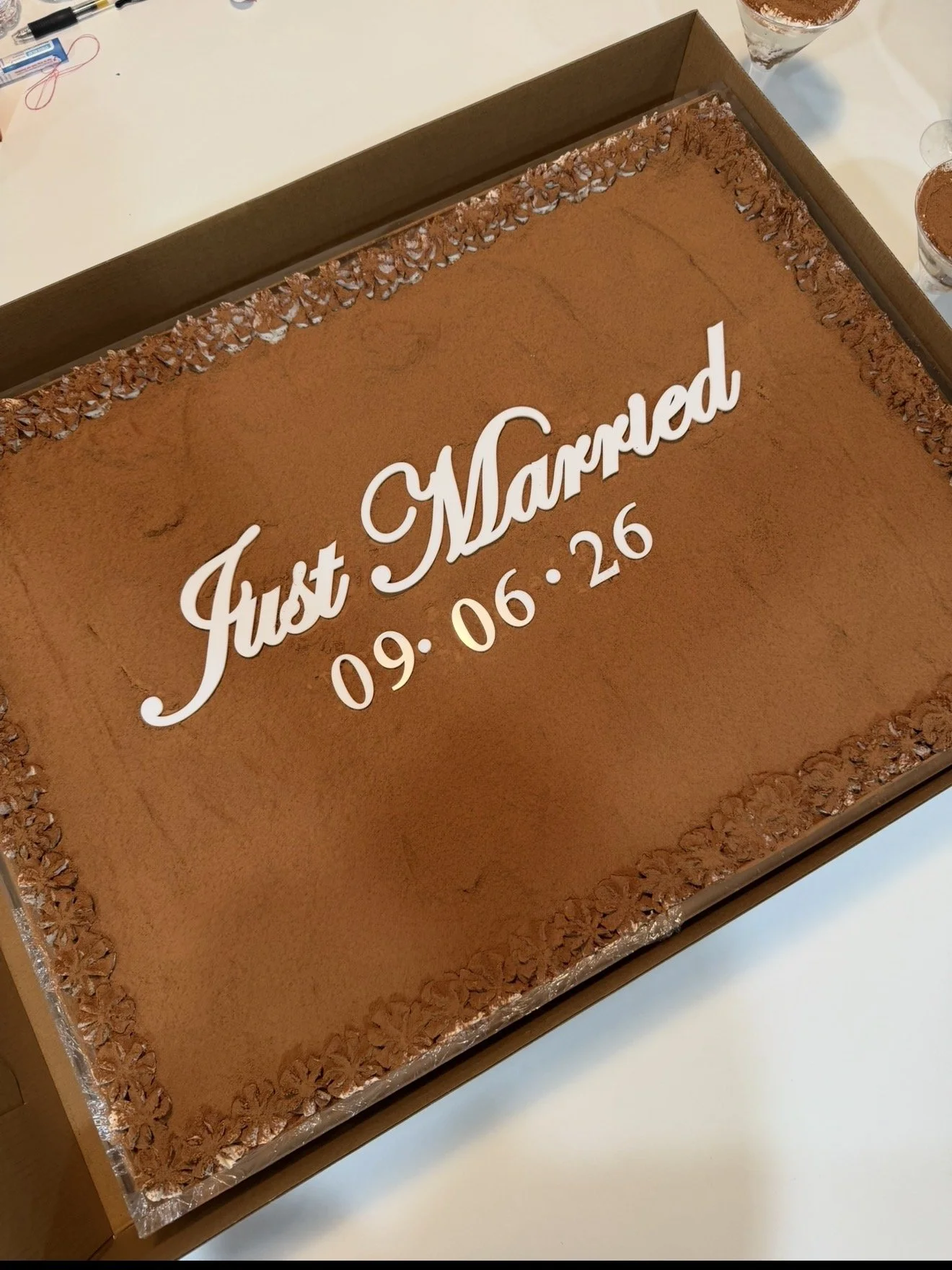 A Vegan Tiramisu Wedding Cake for Leah and Emanuel in Glen Cove, NY