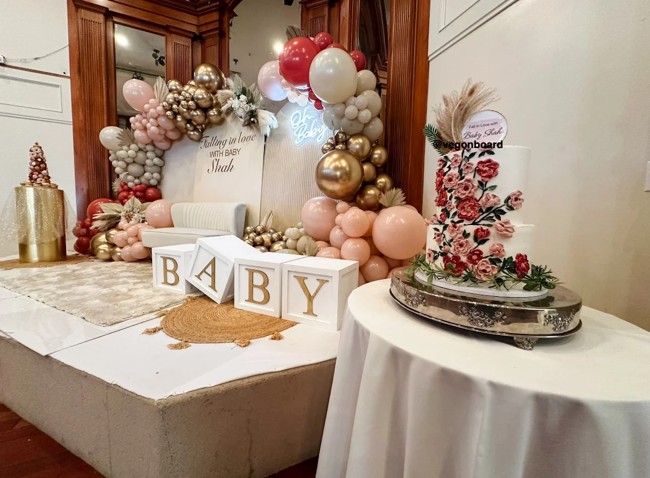 vegan two tier baby shower cake at the metropolitan in glen cove ny