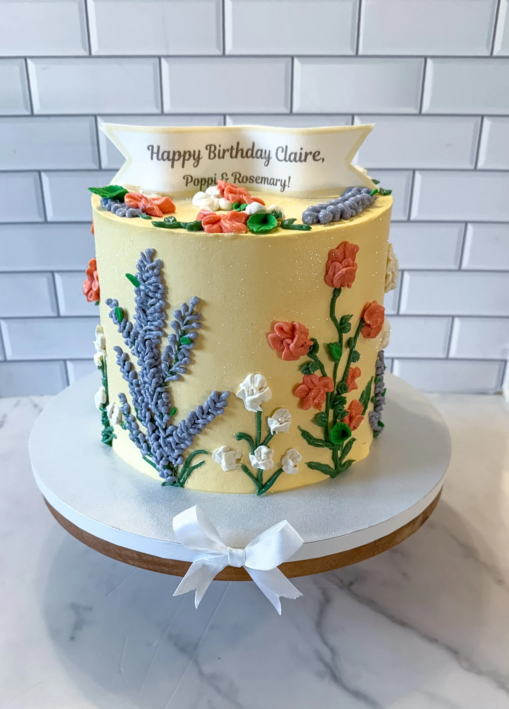 Vegan floral themed cake 