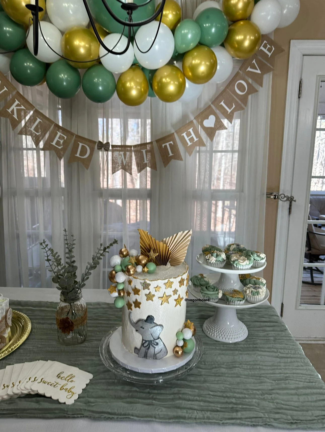 vegan baby shower cake and cupcakes Long Island NY