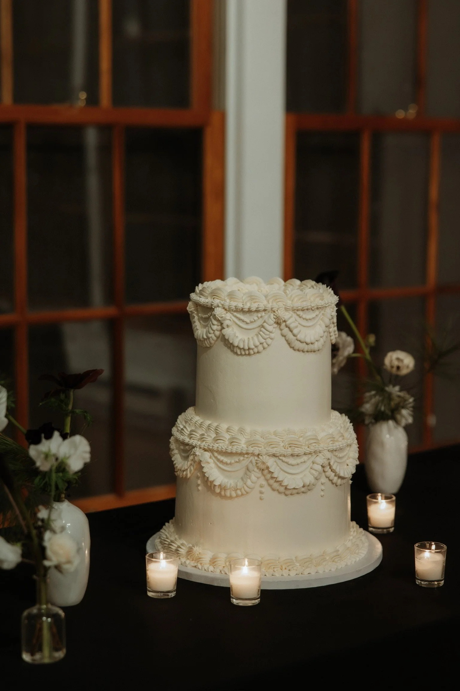 Two Tier Vegan Wedding Cake by Veg on Board  at Prospect Park Picnic House in Brooklyn NY