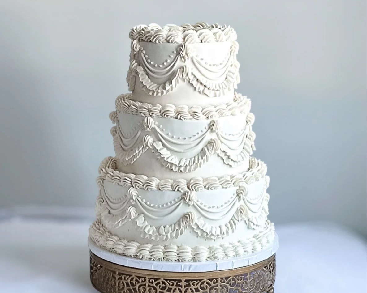 Vegan wedding cake vintage styled 3 tier Veg on Board Long Island NY
