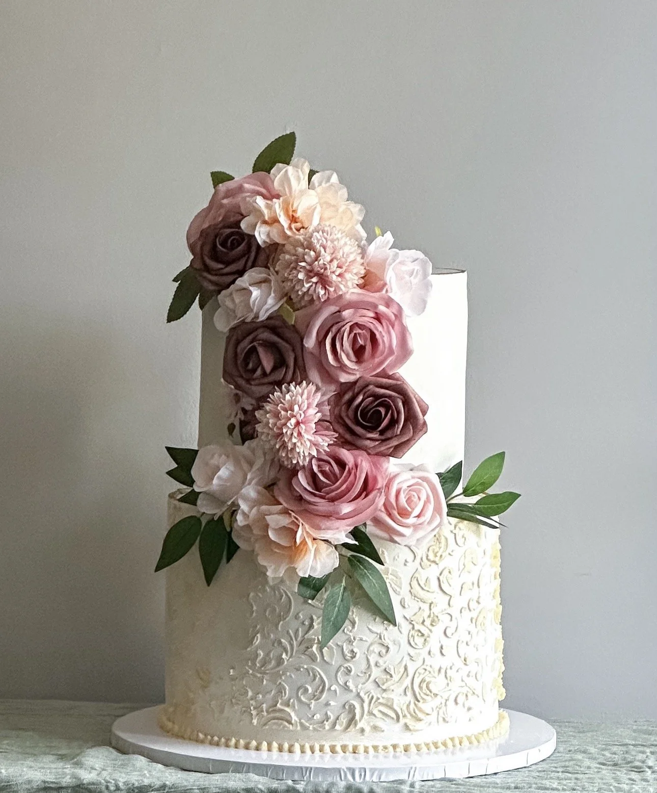 Vegan Mauve Two Tier Wedding cake by Veg on Board
