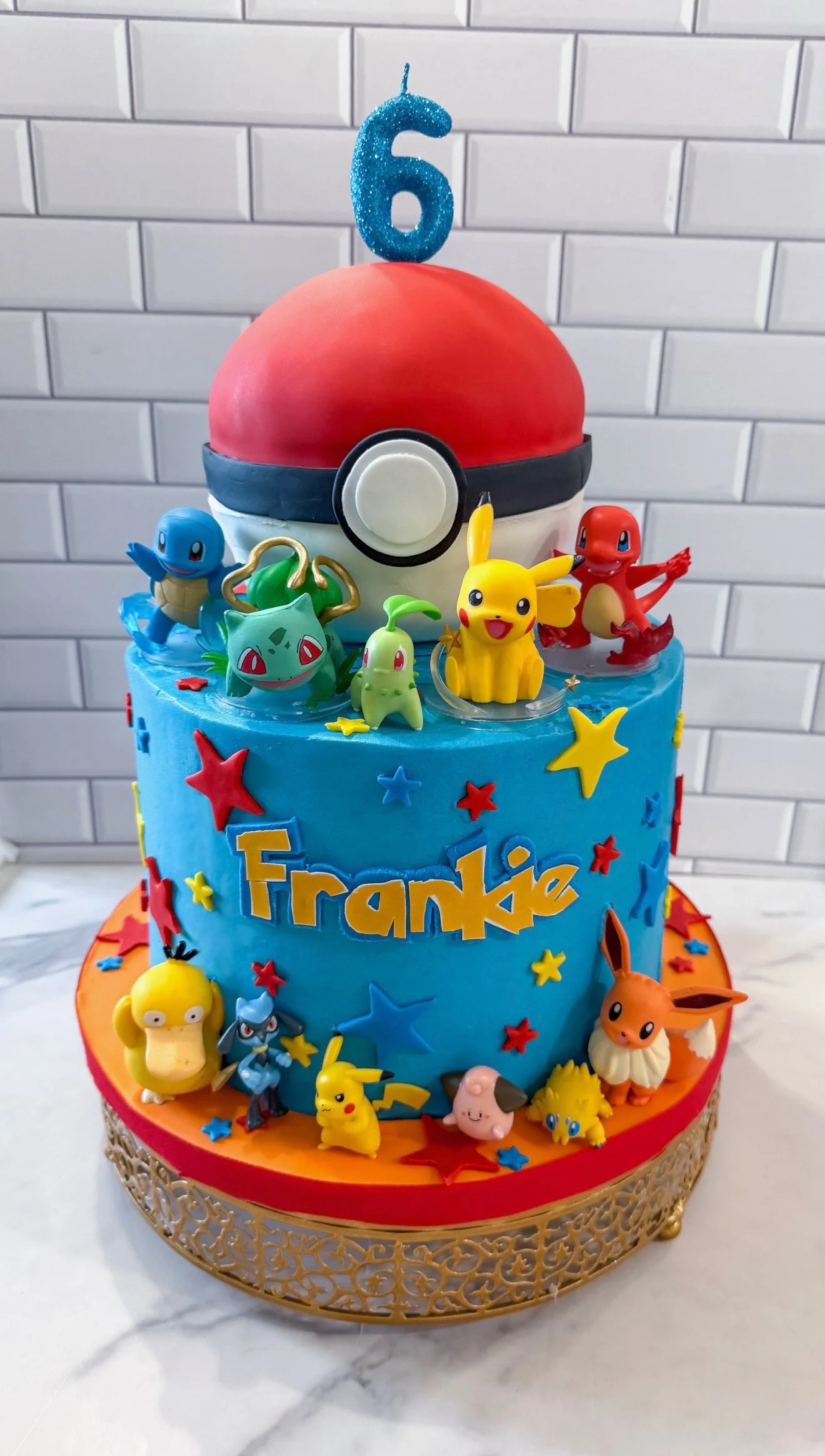 Vegan Pokeball two tier cake for boys birthday
