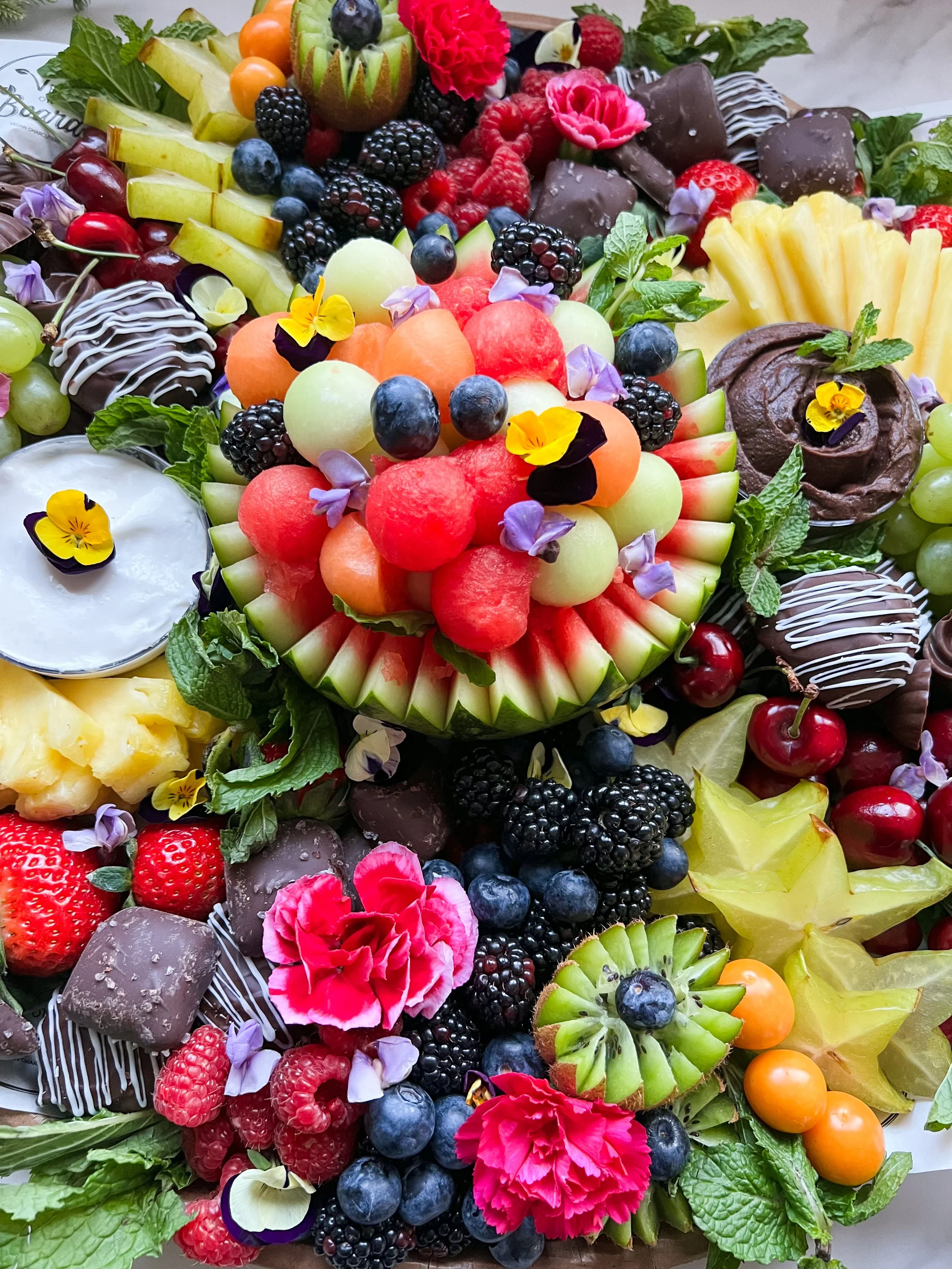 vegan fruit table colorful display for party Long Island NY
