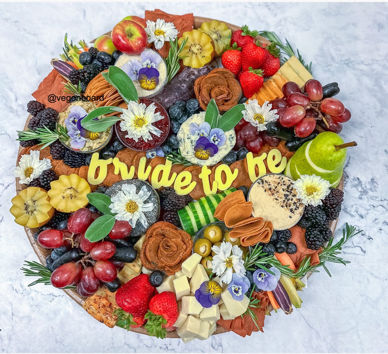 vegan charcuterie board for a bride to be