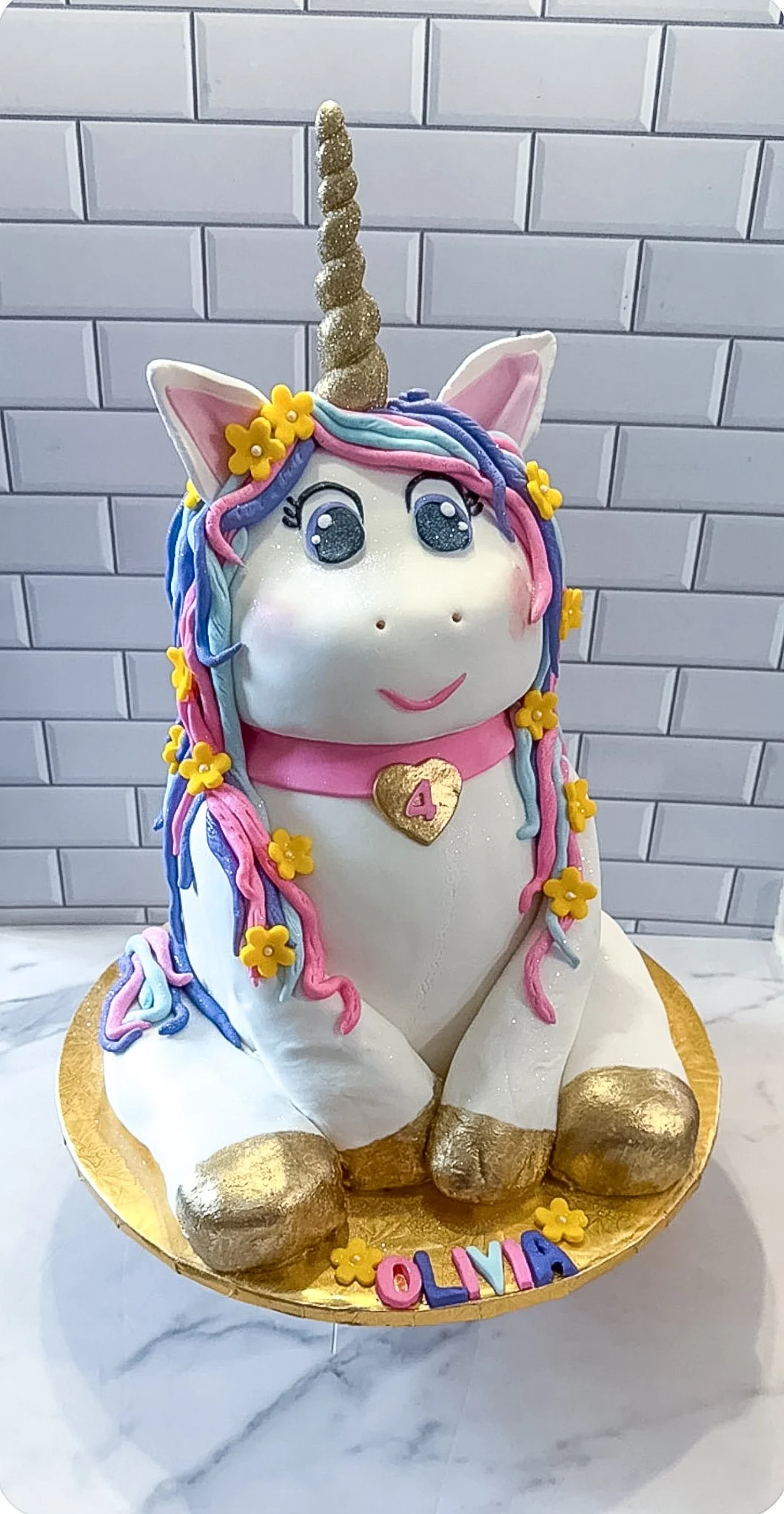 Vegan unicorn sculpted cake veg on board NY