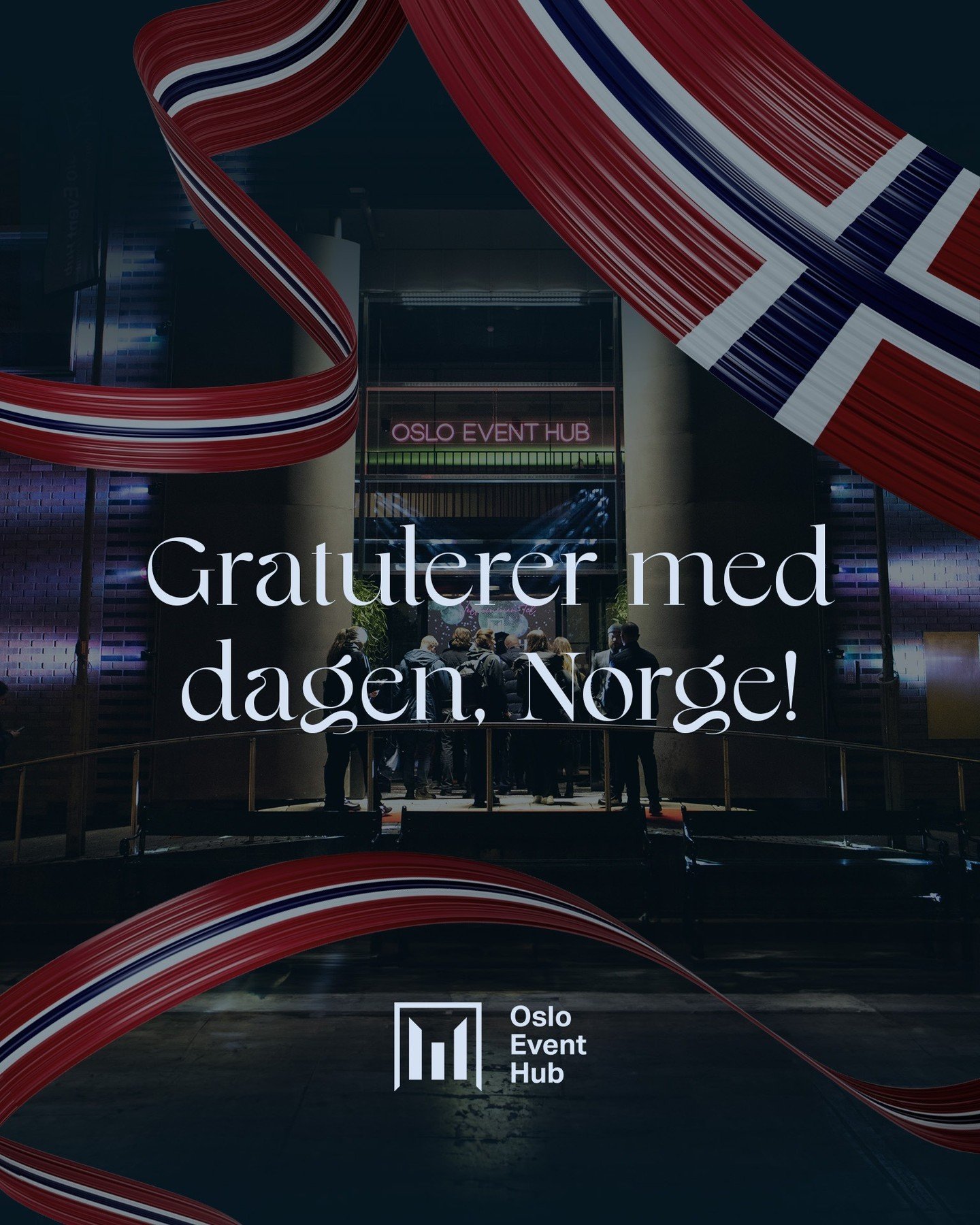 Fra oss i Oslo Event Hub: Gratulerer med dagen, Norge! M&aring; dagen deres bli helt fantastisk 🇳🇴 🥂