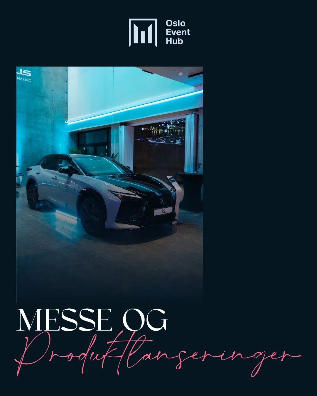 Oslo Event Hub er et lokale som kan formes rundt produktlanseringen🚙🤍

Her kan dere bygge opp akkurat det dere trenger, enten det handler om &aring; f&aring; biler inn i lokalet eller bruke v&aring;re 16 integrerte skjermer og prosjektorer til prof