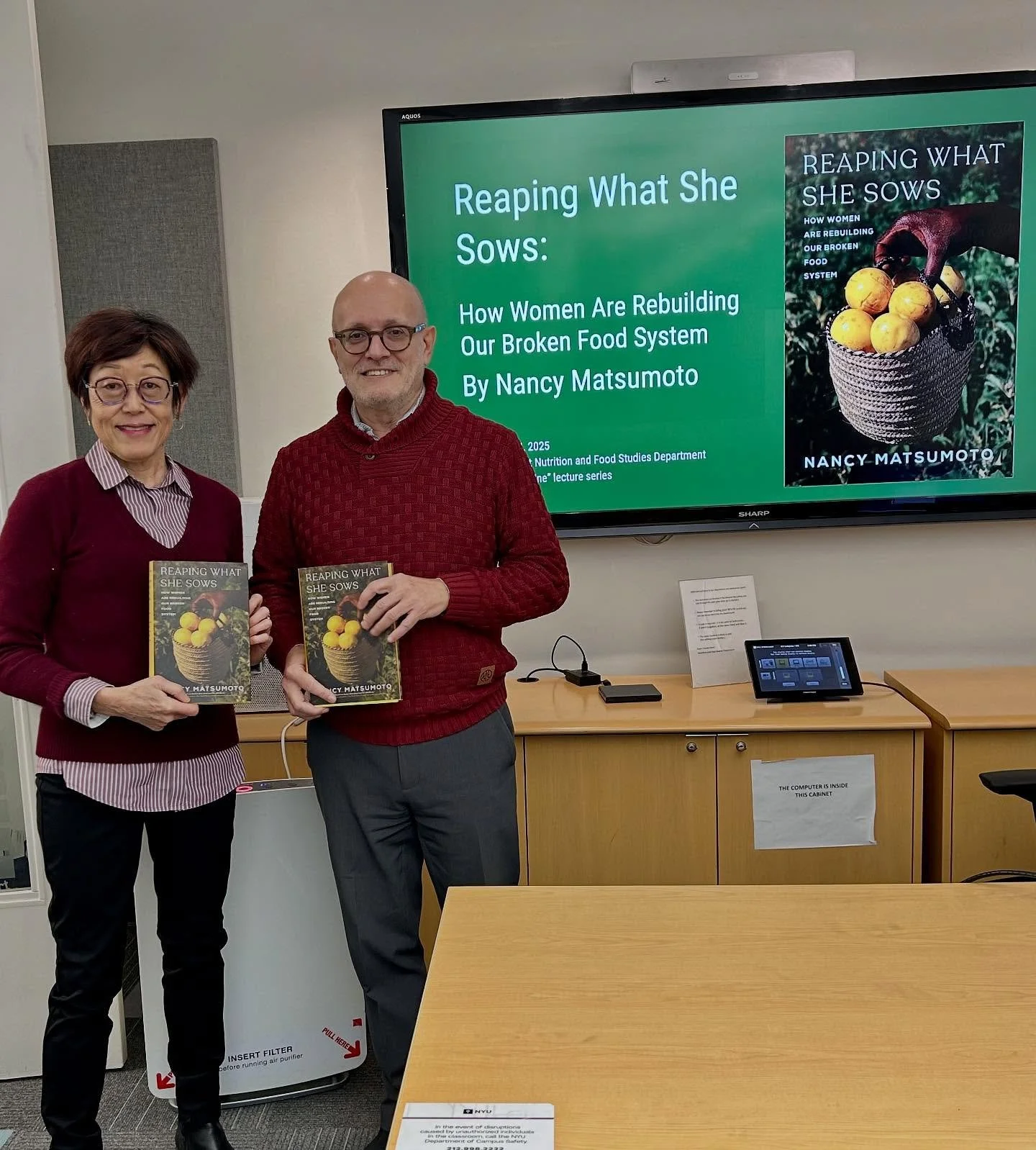 Speaking to a full room of @nyusteinhardt food study students about &ldquo;Reaping What She Sows&rdquo; yesterday was a true good food system high. They&mdash;all women, BTW!!&mdash;are passionate, engaged + motivated, the leaders of tomorrow, workin