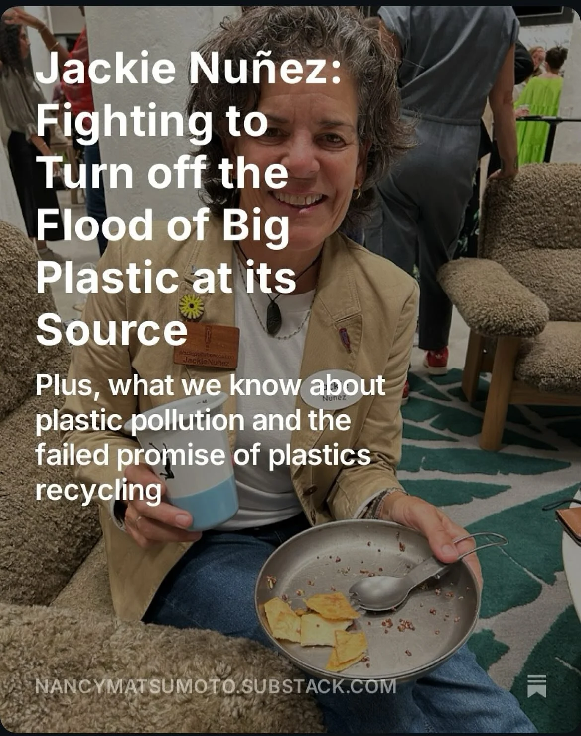 Hi, All!

My latest &ldquo;Reaping&rdquo; Substack is live! (link in bio) 
i visit with Jackie Nu&ntilde;ez, founder of @noplasticstraws + the advocacy and engagement manger for @plasticpollutes. 

Learn about how you, too, can up your single-use pla