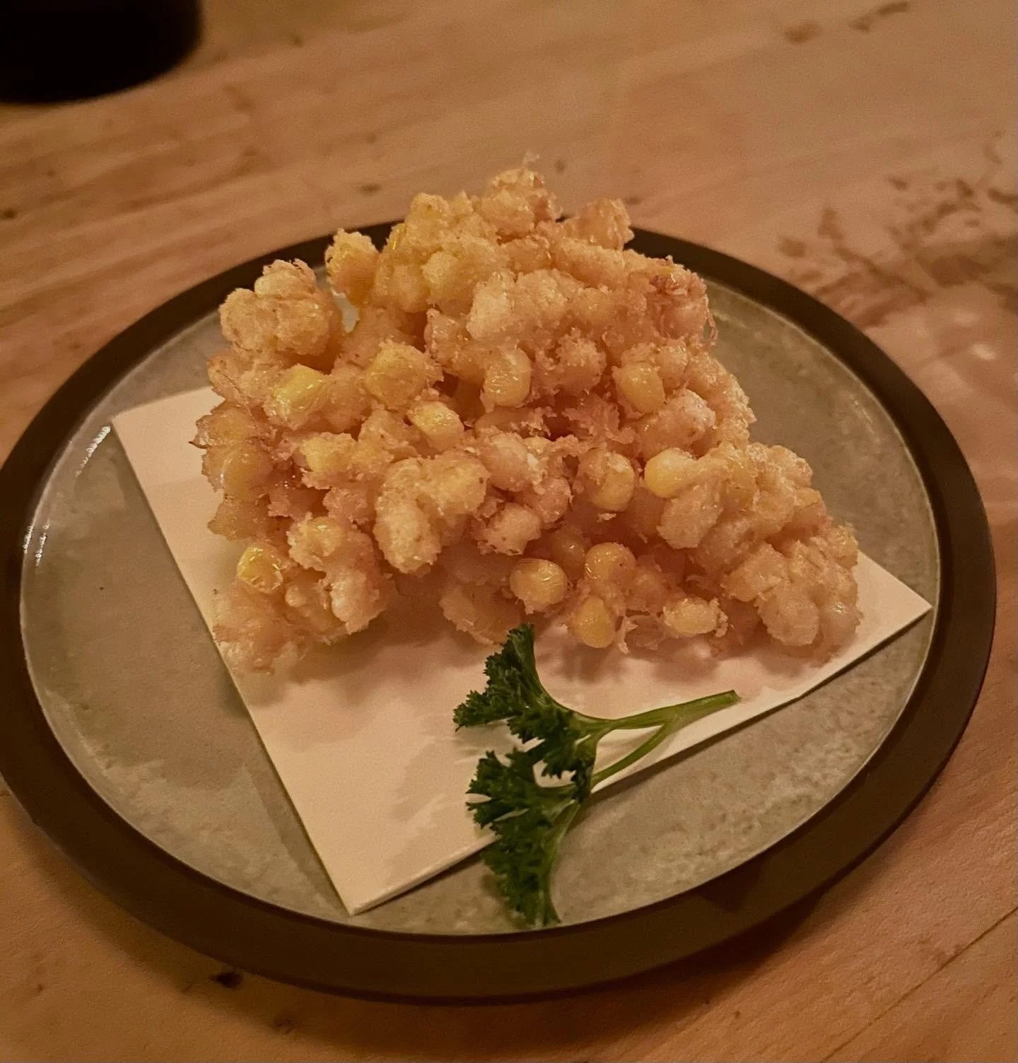 Revisiting the classics @imanishijapanesekitchen  last night was so comforting! Maybe the last of the season&rsquo;s 🌽 kakiage, ankimo liver p&acirc;t&eacute;, taro-chip spiked anchovy potato salad, tako-celery. Plus the super refreshing, citric @ts