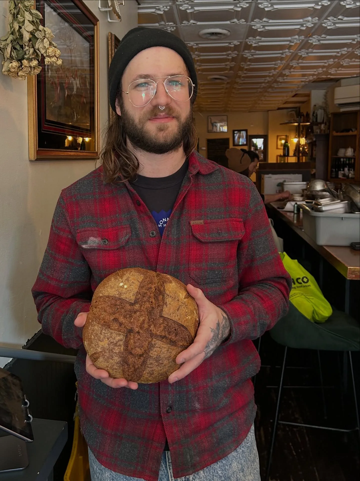 On @ stoprestaurantto_ &lsquo;s day off, idleness does not prevail! Delicious rye bread baking by @groundupbread + protein prepping by @chef_denisganshonkov are stealthily unfolding behind the scenes.👍🍞🐓

Baker + grainshed specialist Matt sources 