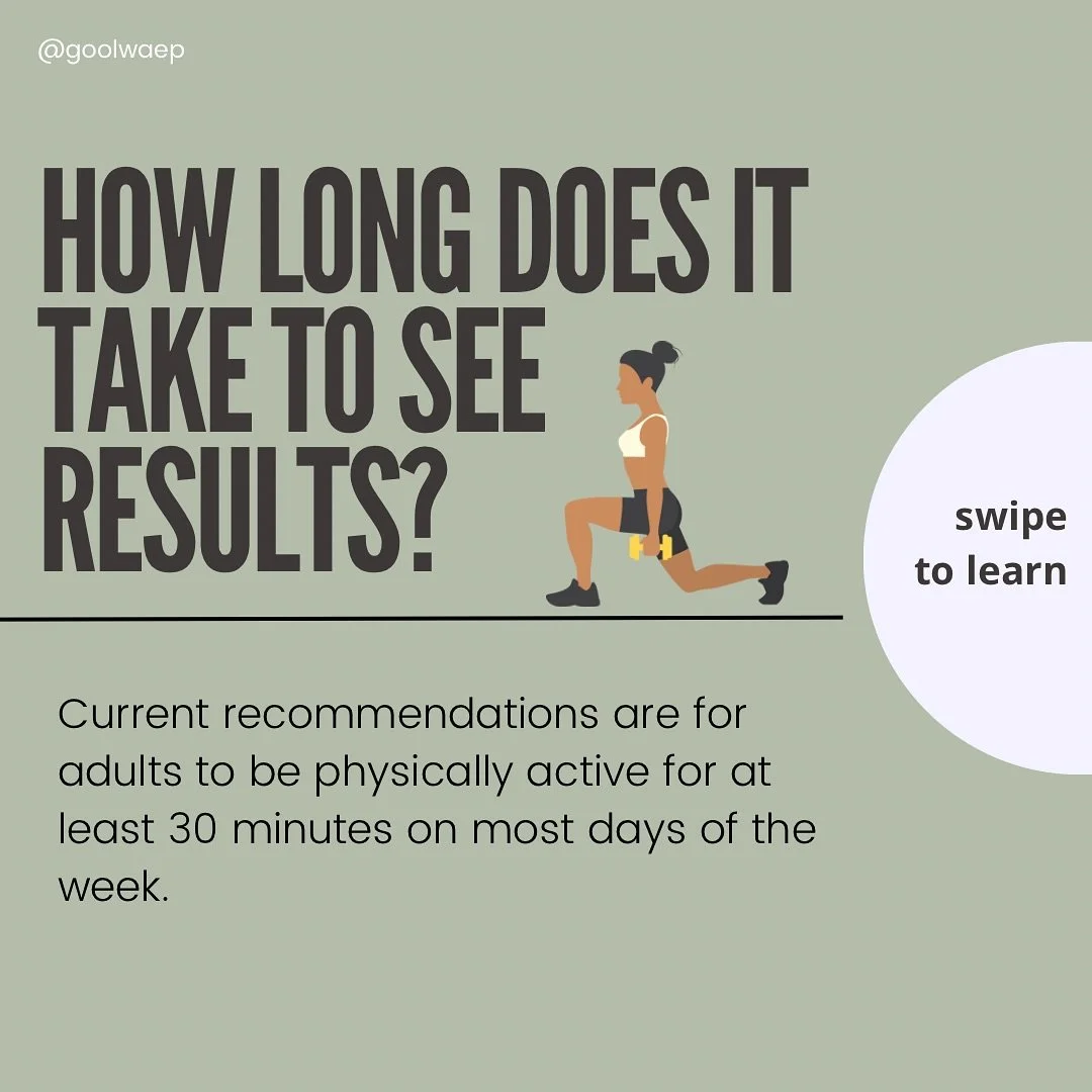 How long does it take to see results? 🧐

That&rsquo;s a question on everyone&rsquo;s mind when they start an exercise program.

🌱 Whether your goal is health or fitness related - consistency is key!

🌱 Current recommendations are for adults to be 
