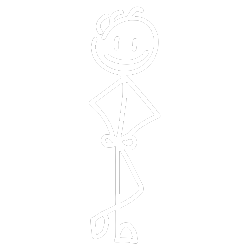 Simple white stick figure of a smiling person with hands on hips against a black background.