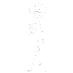 A simple stick figure with a smiling face giving a thumbs-up gesture.