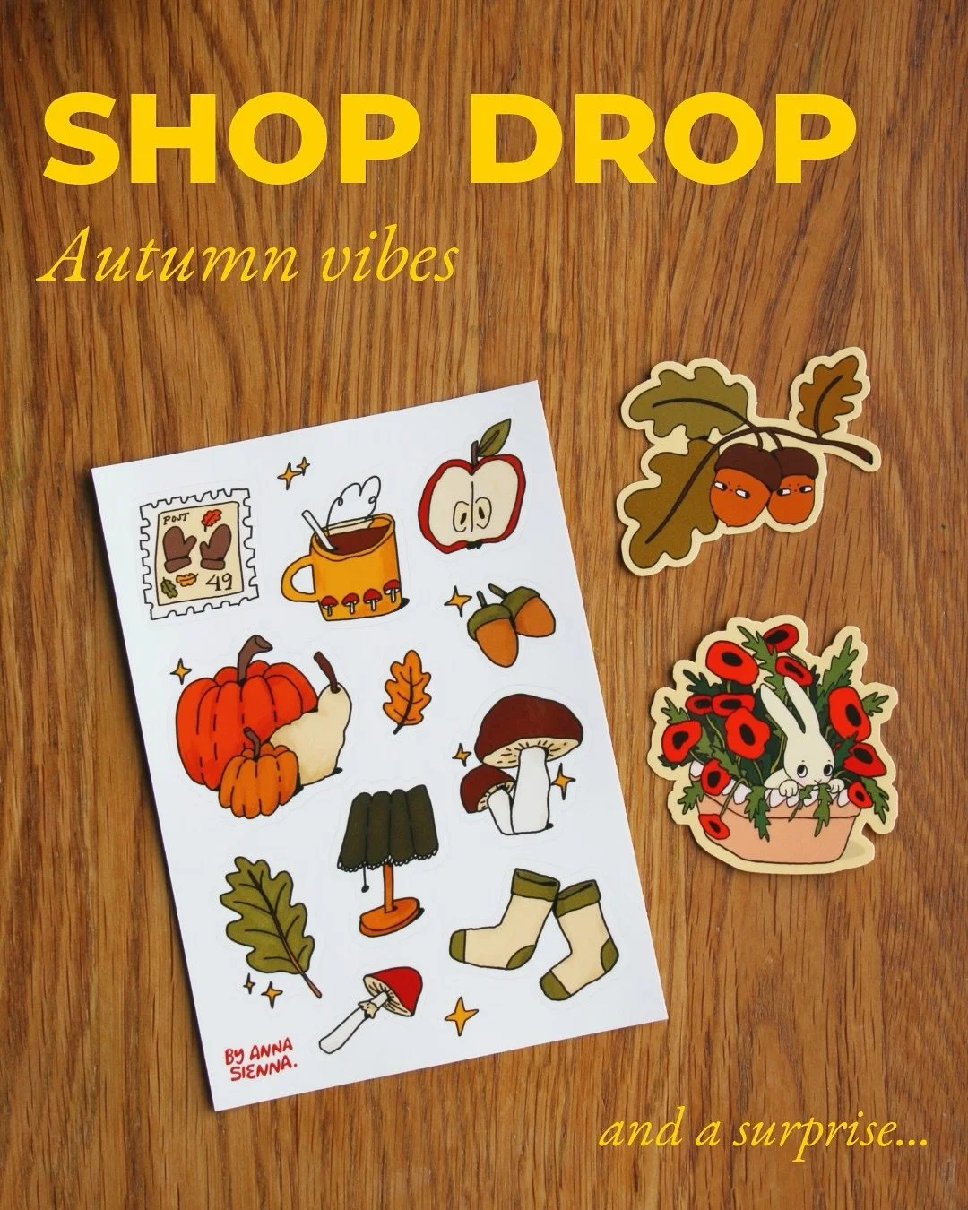 🔥 Surprise shop drop! 🔥
Three new stickers (one of them GOLD!) and my first ever sticker sheet! 🥳
Also a very fun EARING DROP! So hurry over to my website, you know where to find the link right? 😘
Oh and I’ve restocked a few things AND t