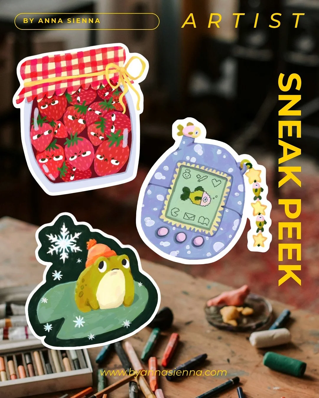 I&rsquo;m absolutely THRILLED to share this sneak peek with you! 🥳💃🏻 

FUN things coming: originals, new stickers and T-shirt&rsquo;s! But that&rsquo;s not all, so make sure to keep a lookout for more sneak peeks! 👀🤭

#stickerlover #originalart 