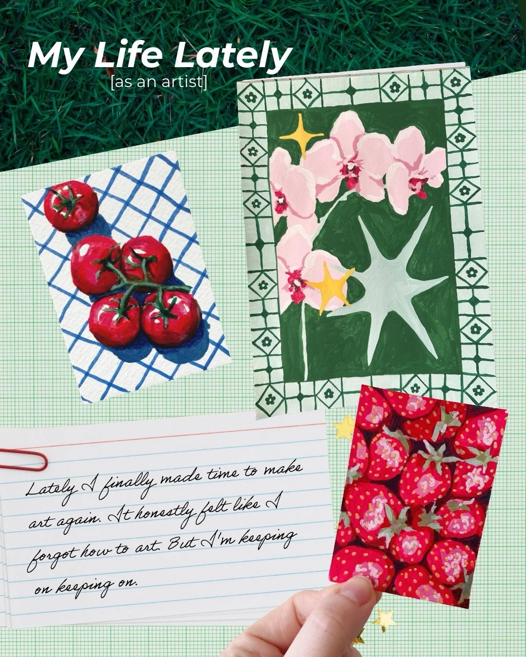 My artist life lately ✨

After spending a lot of time on work behind the scenes plus new design gigs, I&rsquo;ve finally made time to make art. And felt like I forgot how to 😅

But I keep creating! Eventually things will emerge. Some ideas are slowl