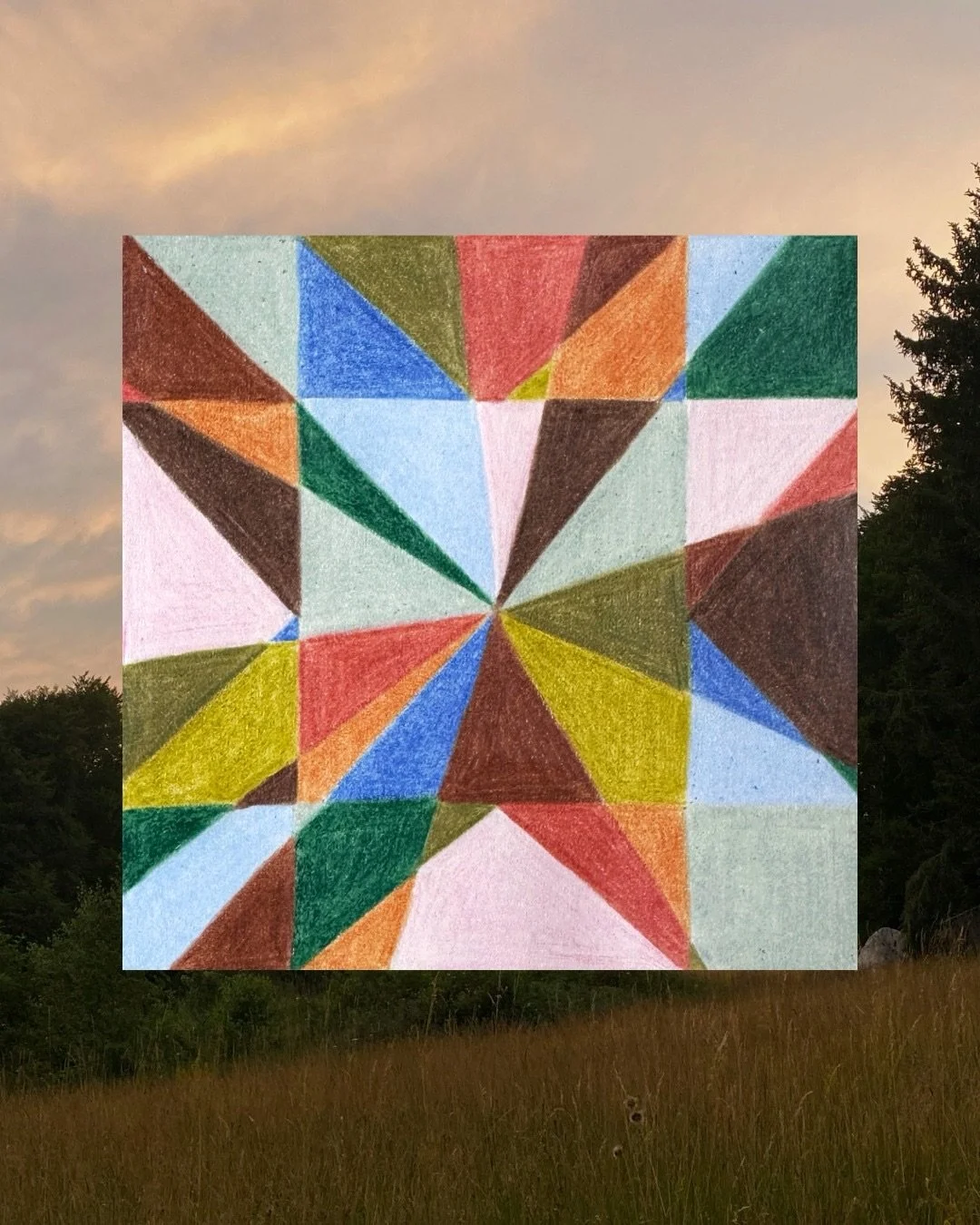 I usually don&rsquo;t say this, but I&rsquo;m obsessed with this one! I started painting squares a while back, and then tried other shapes. And then this happened! 🥹 #sketchbookart #coloredpencildrawing