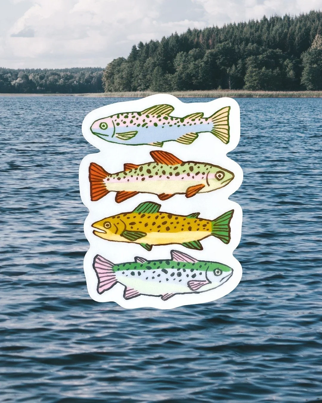 Four fishes sticker