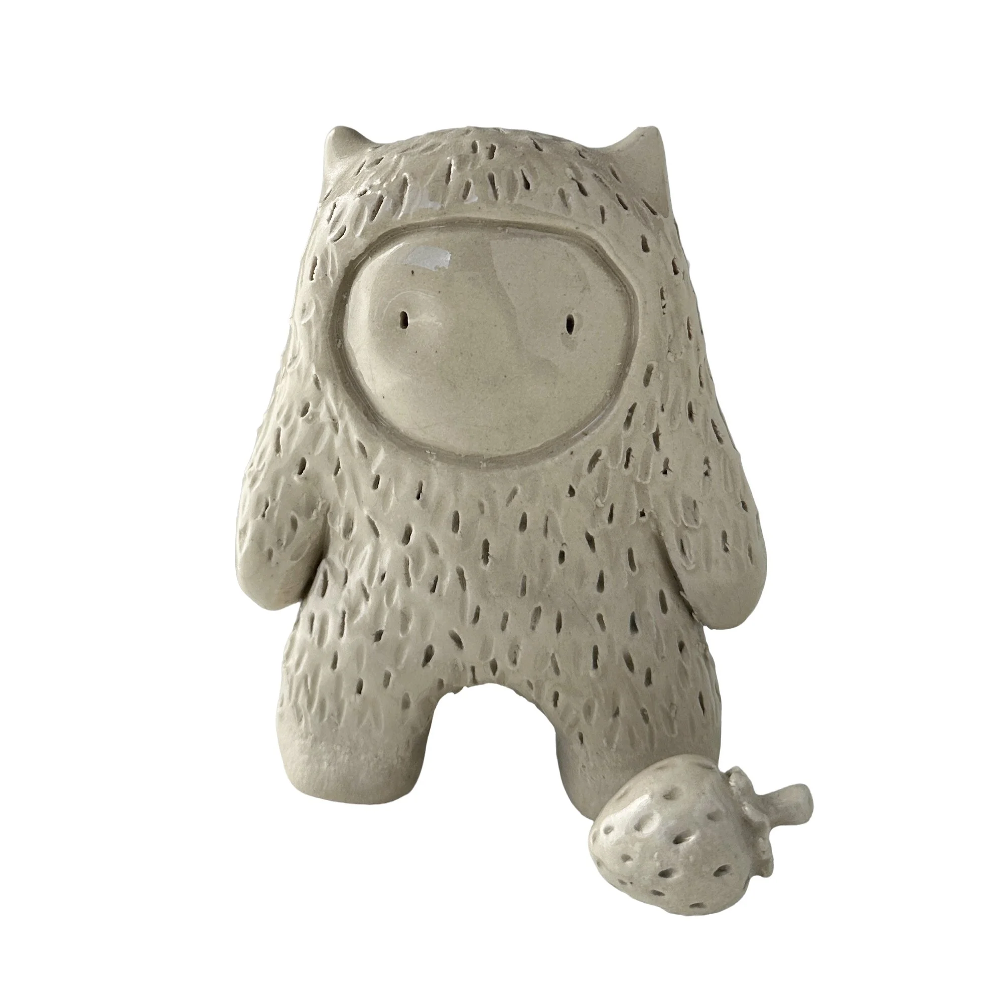 Cute Ceramic Critter With Strawberry