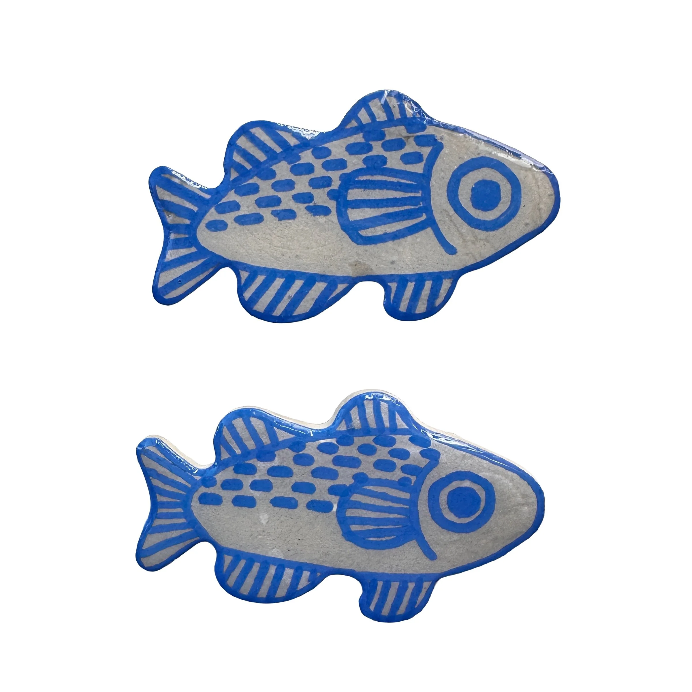 Whimsical Blue Fish Clay Magnets