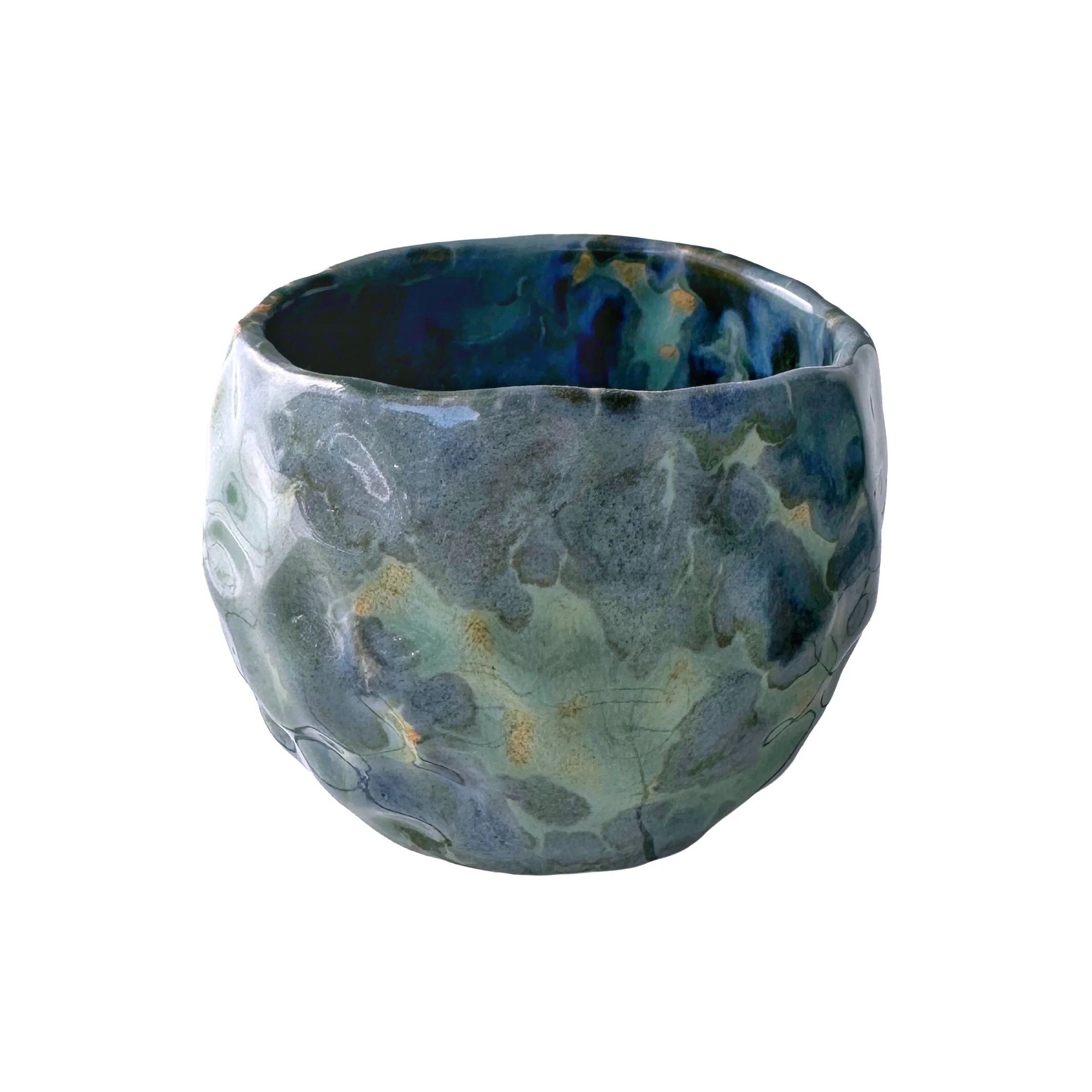 Blue Green Artisanal Ceramic Bowl/Cup