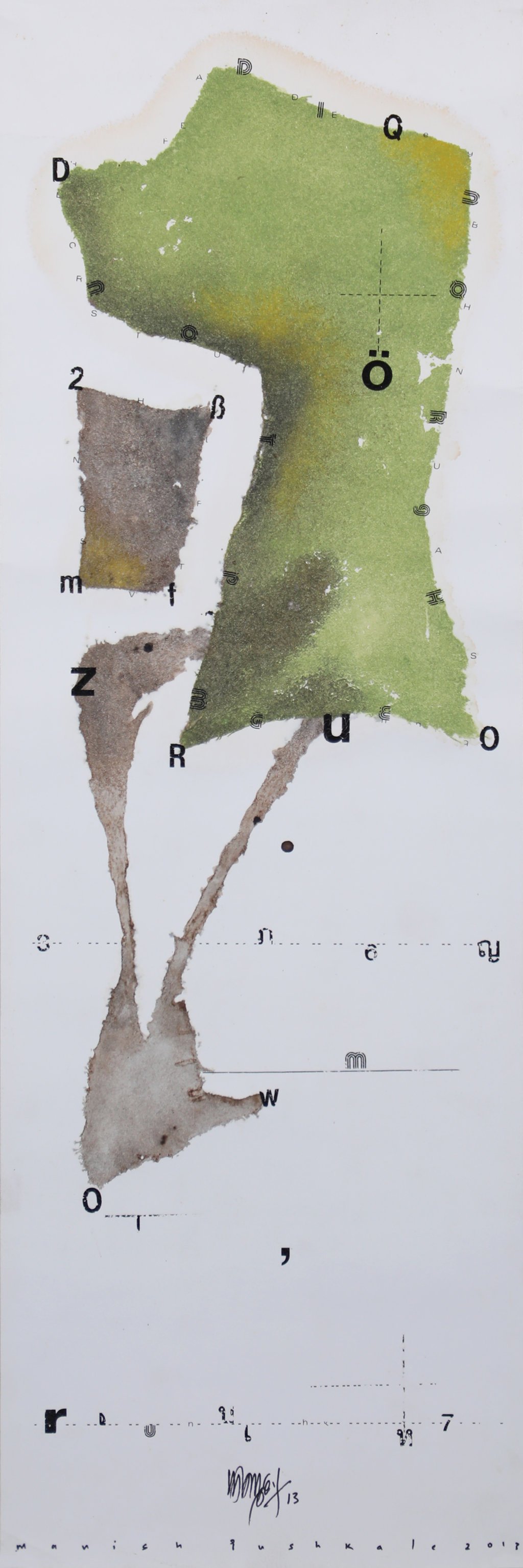 Manish Pushkale | Untitled 2 | Acrylic on paper | 30 x 10 in | 2013
