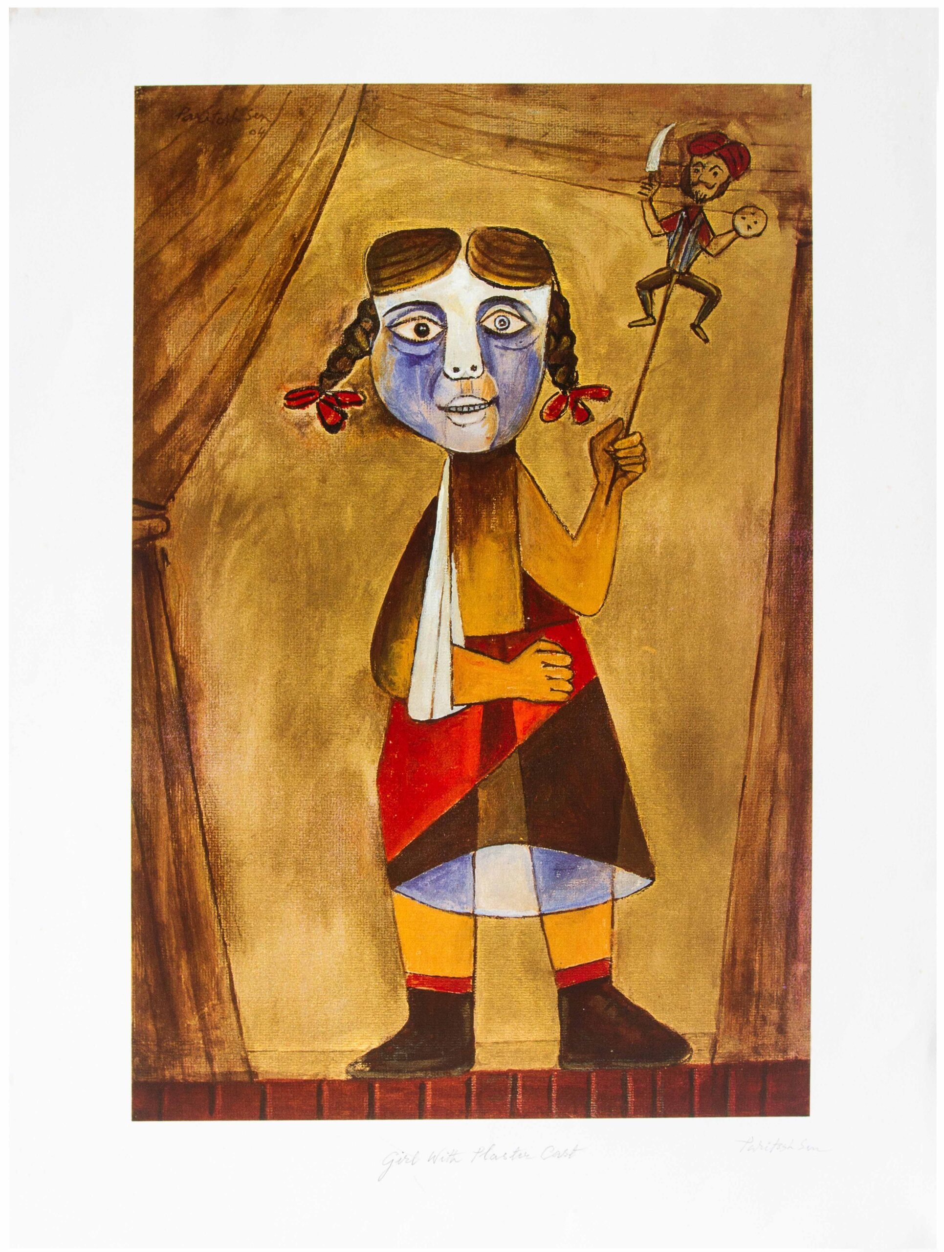4. Paritosh Sen_Serigraph_Girl with pastle cast_26 by 125_25.5 x 16_2004