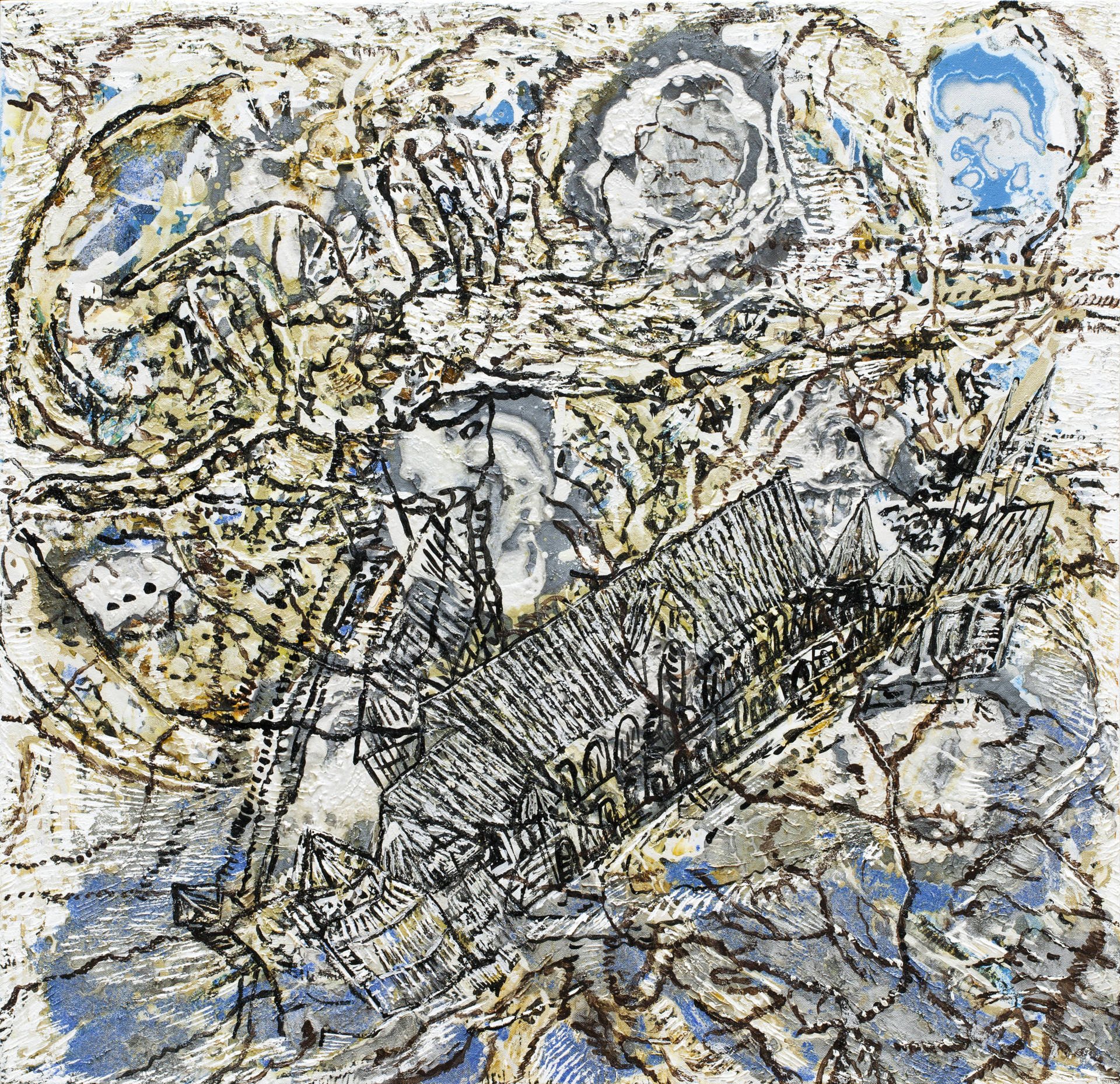 Jayashree Chakravarty | House | Acrylic & Oil on Canvas | 36 x 36 in | 2011
