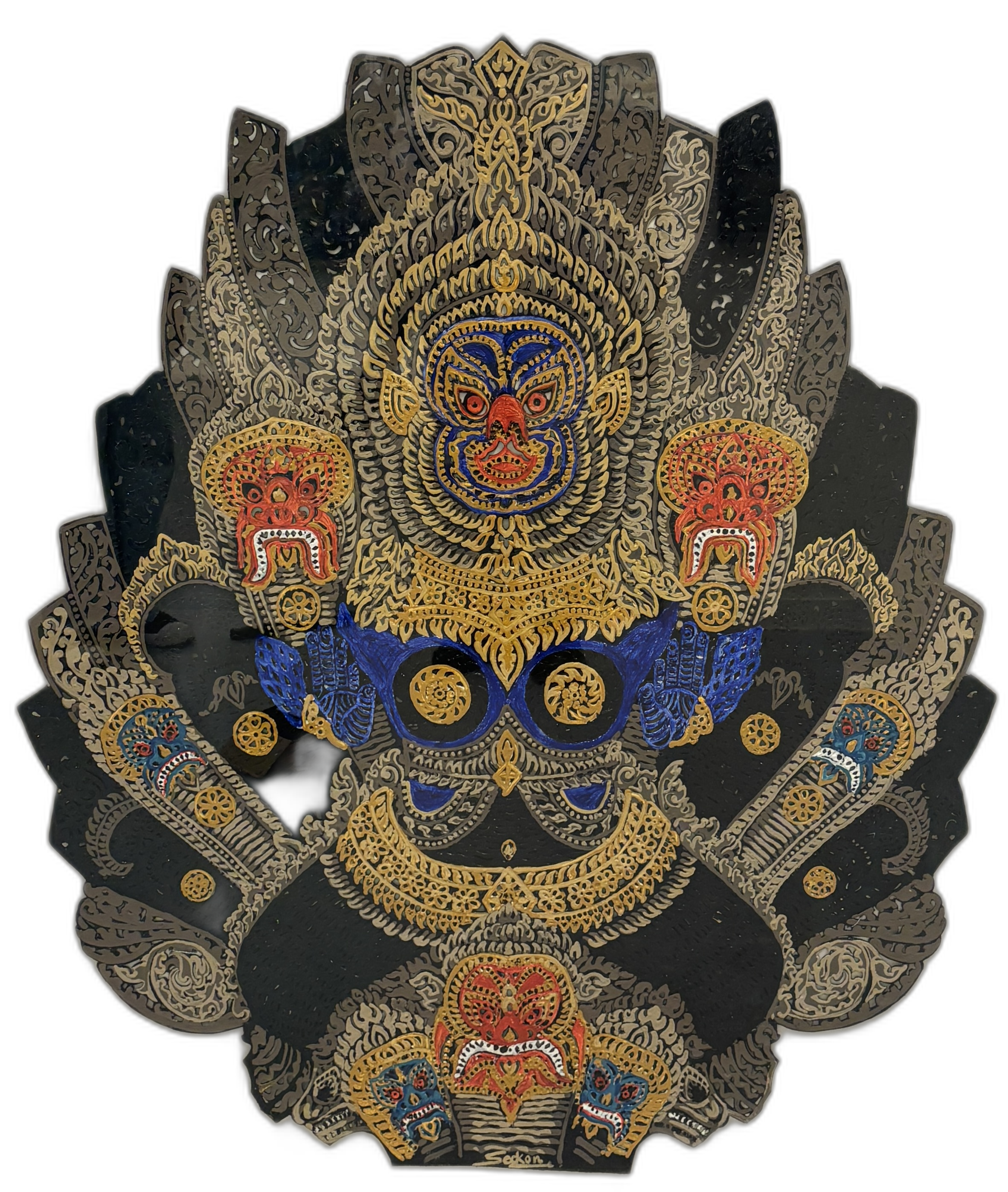 Leang Seckon | Unity (Double - sided: Front & Back) | Acrylic on Leather | 44.5 x 38.5 x 3.5 in |  2026
