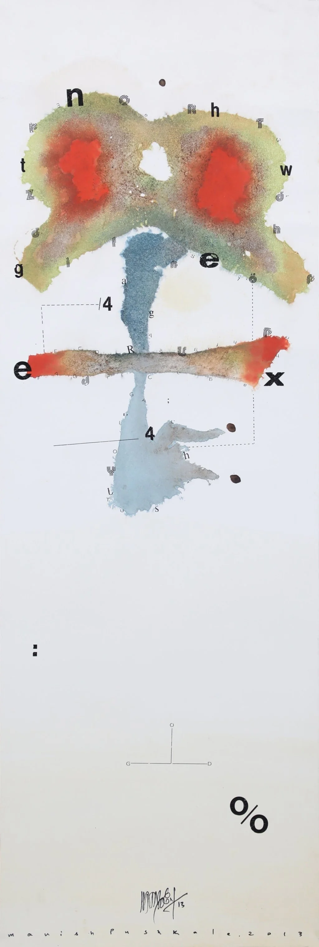 Manish Pushkale | Untitled 3 | Acrylic on paper | 30 x 10 in | 2013
