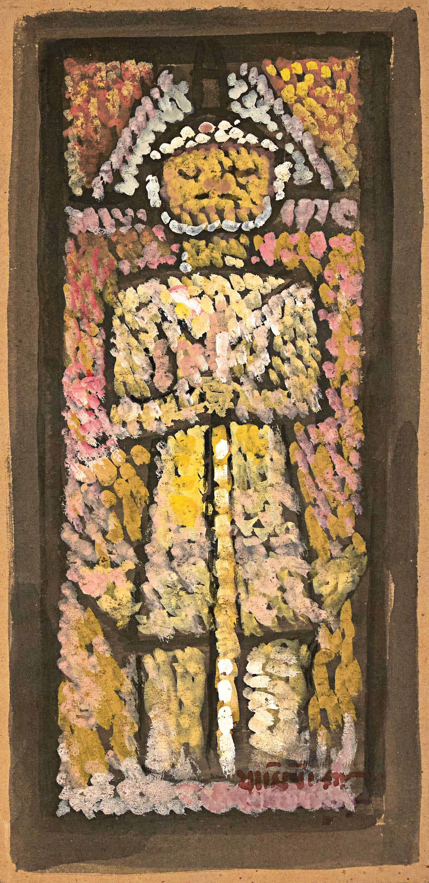 Jamini Roy | Saint (Signed) | Gouache on cardboard | 16 x 8 inch | 1940