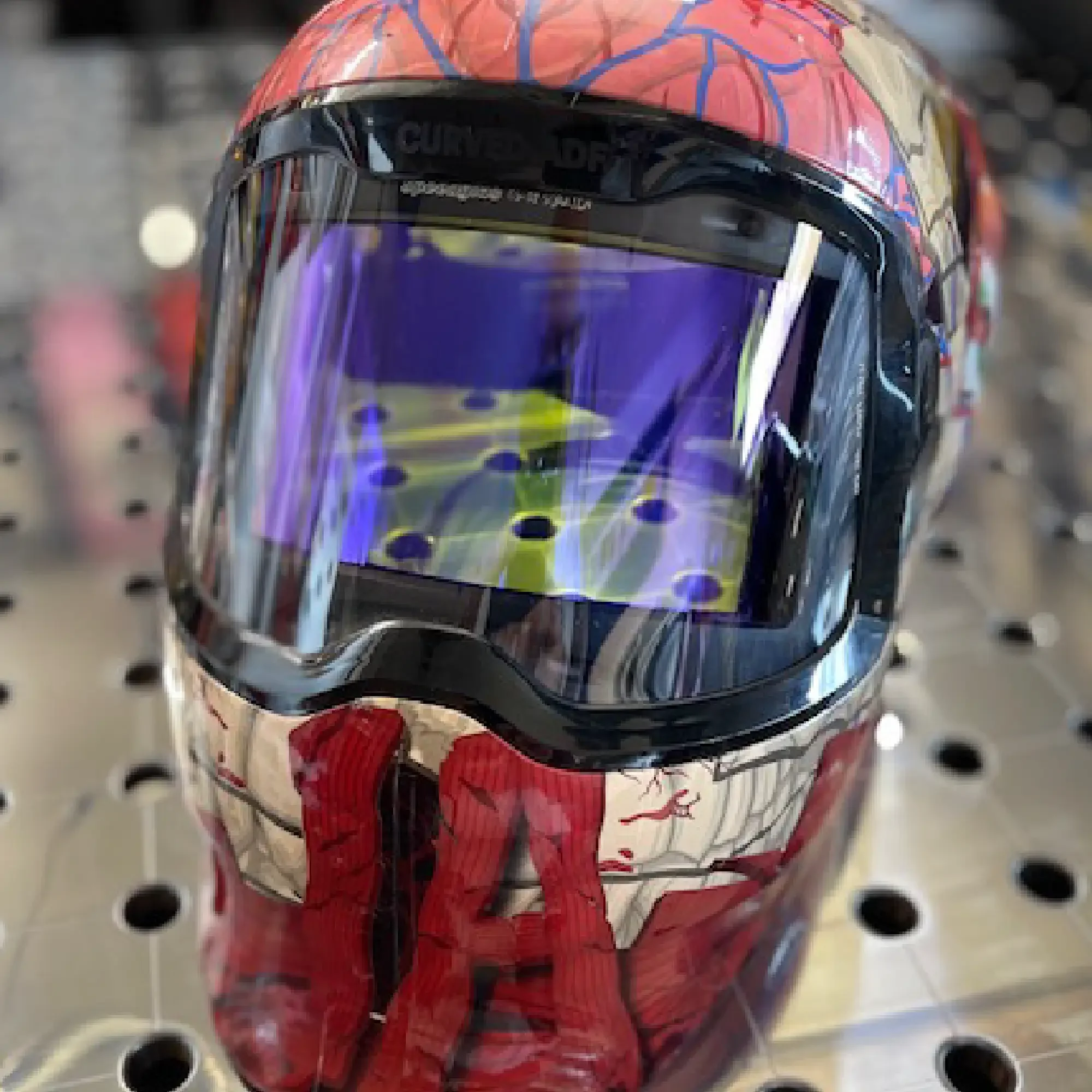 Flesh G5-02 Welding Mask Shell Wrap – full view showing anatomical graphics and front hood area