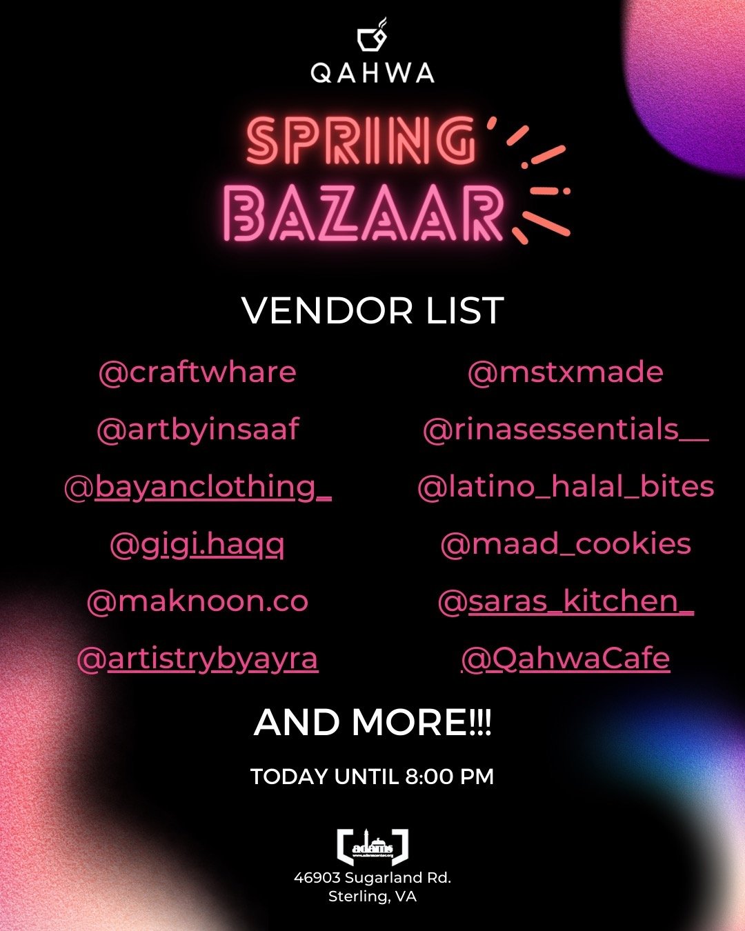 The Spring Bazaar is happening right now! Come check out all these vendors and more, the weather is perfect!!! 🥘🚚☀️