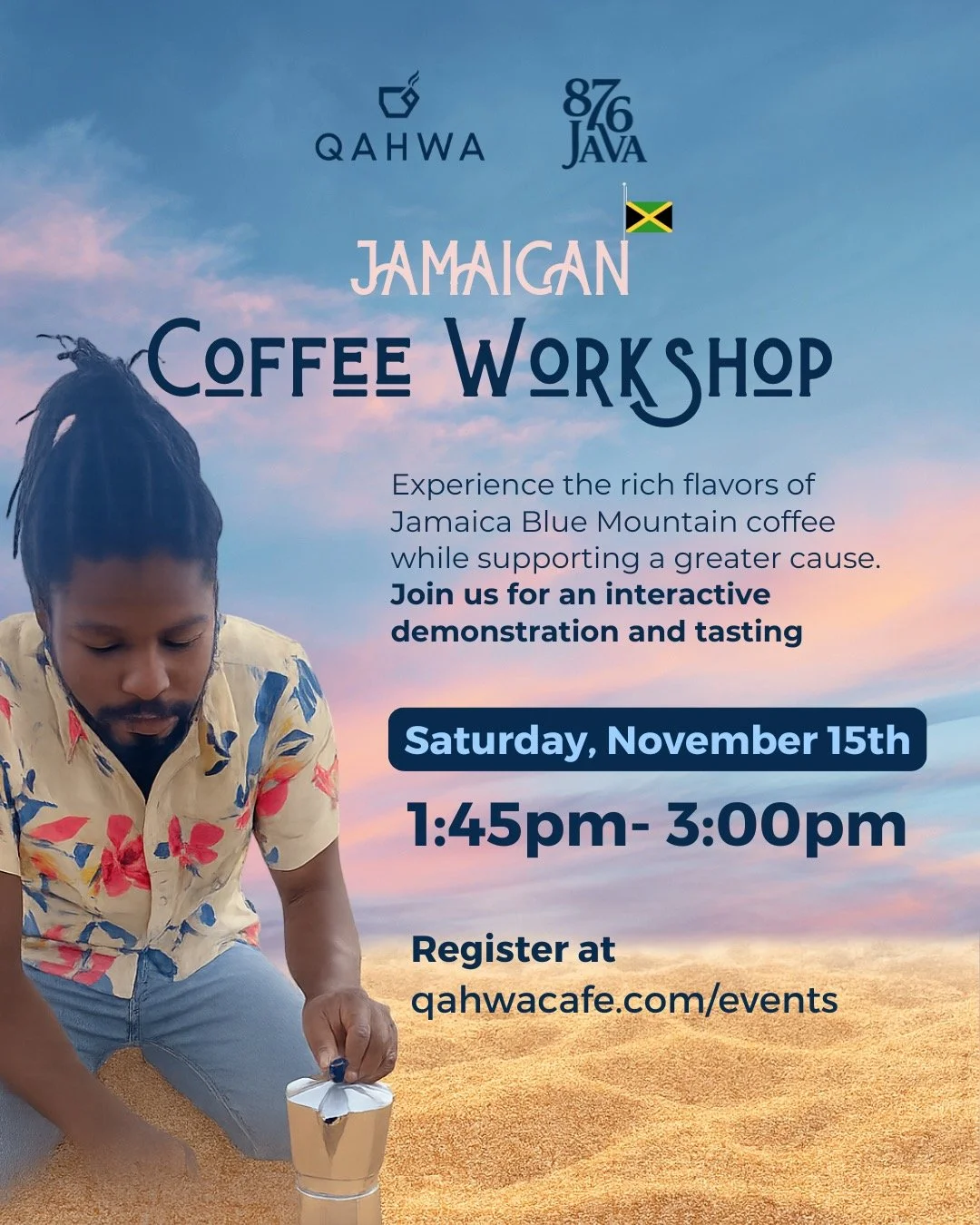 We've been BREWING up an amazing new event!

Join us THIS Saturday for a one-of-a-kind tasting + brewing workshop hosted by the incredible team at 876Java! 🌍

💬 We&rsquo;ll dive into the world of Jamaica Blue Mountain coffee &mdash; a legendary bea