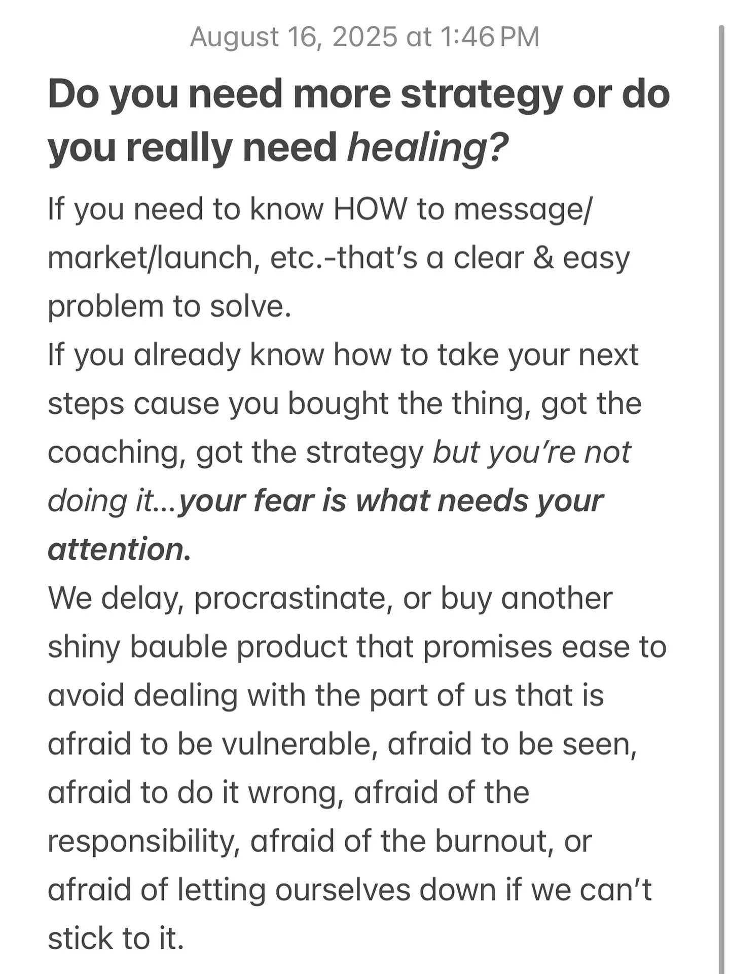Starting a business is a helluva tool for spiritual growth.  It&rsquo;s going to show you everything about you that&rsquo;s hiding under the surface-your fears, your insecurities, your capacity,  where you play small, where you hide out, where you st