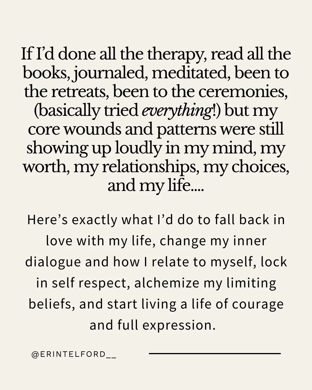 What can healing really look like??
How about feeling wild and free, in love with who you are, bold, courageous, self approved, and deeply trusting in who you are, what you feel, what you think and know.

11 years ago, I thought I&rsquo;d tried it al