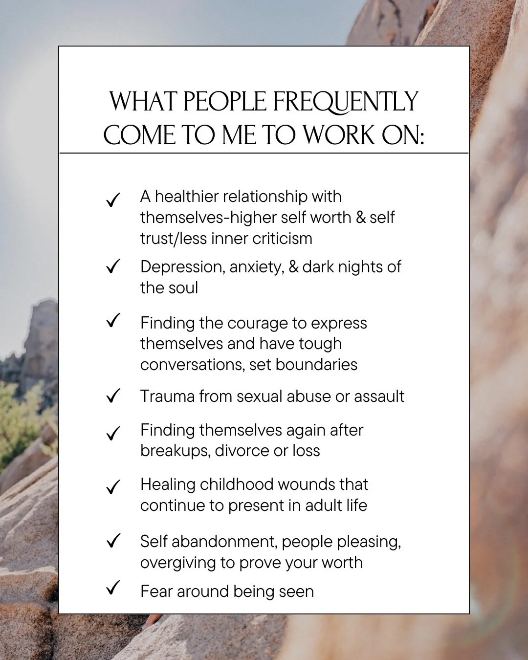 Mental health has gotten so polluted.
I&rsquo;m not scared OF you or FOR you.
Your pain and confusion is welcome with me.
I trust the divine intelligence of your body and soul.
I trust the messages your body gives you.
We all came here with a curricu