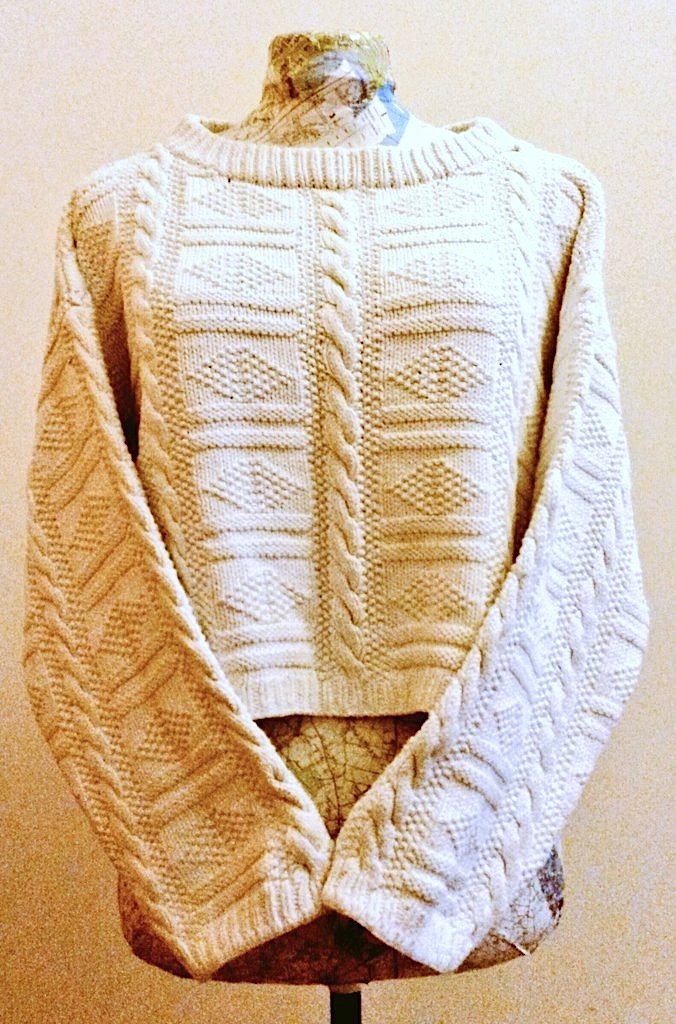 Cotton aran jumper hand knit.jpeg