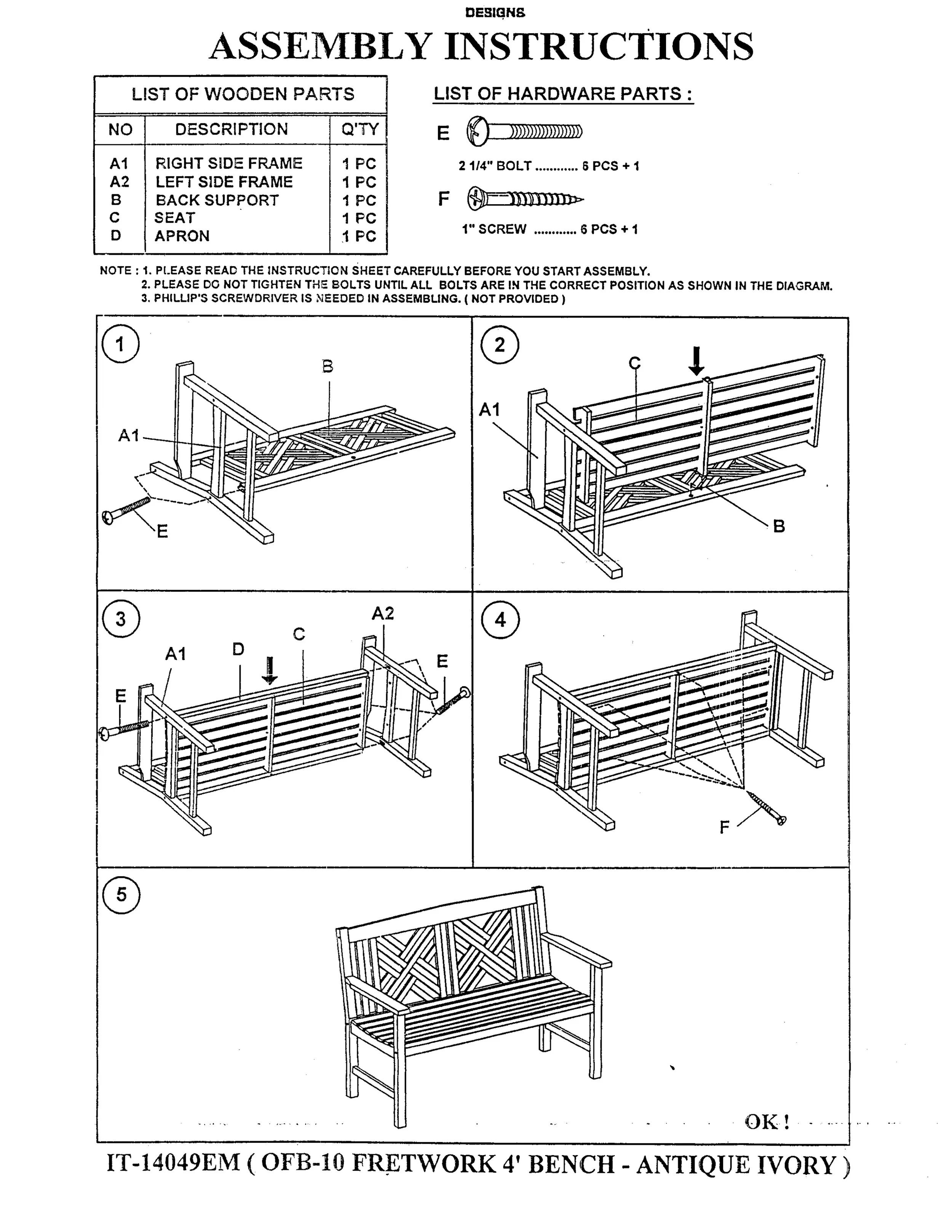OFB-10W-P/10B-P Fretwork Benches