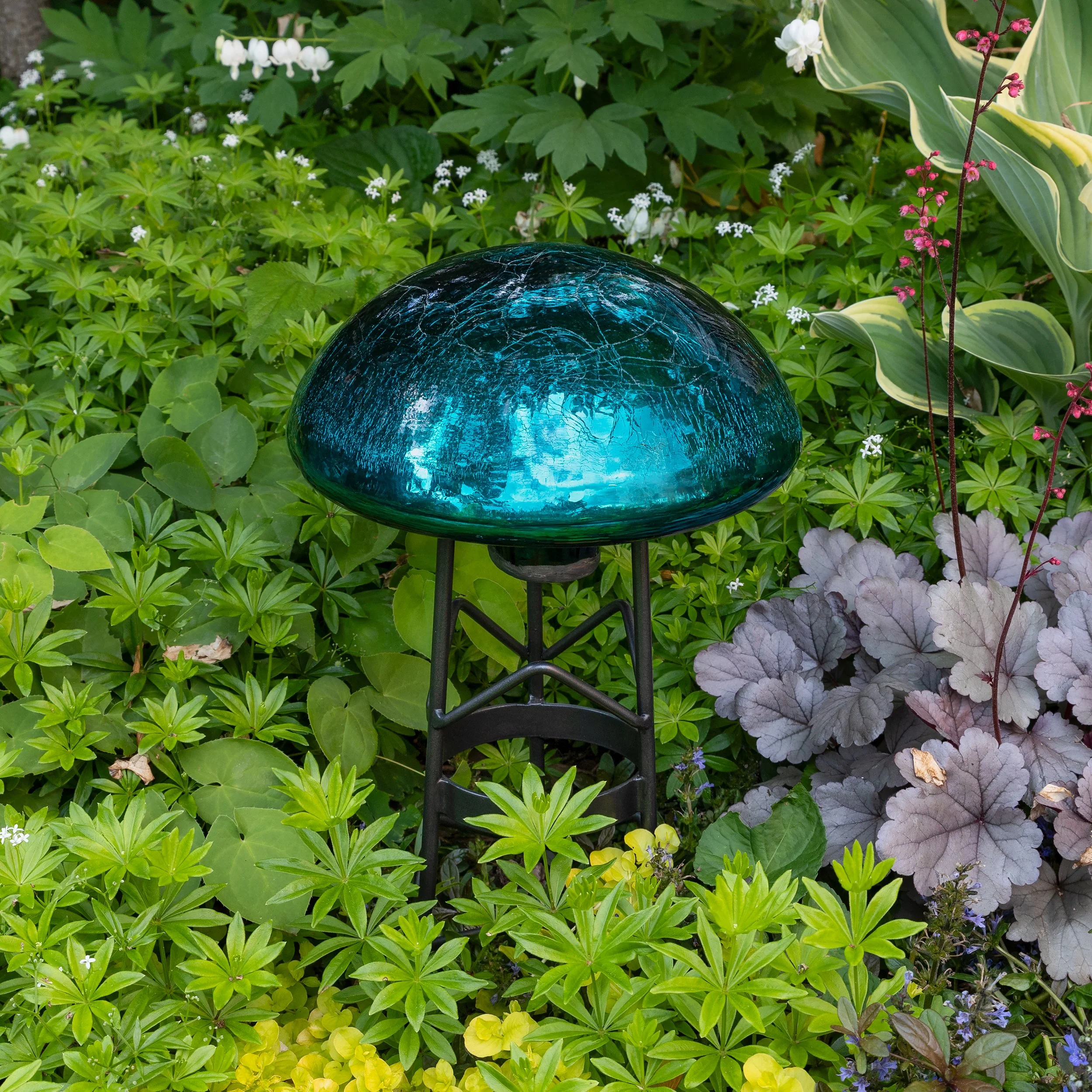 Emerald Crackle Glass Toadstool