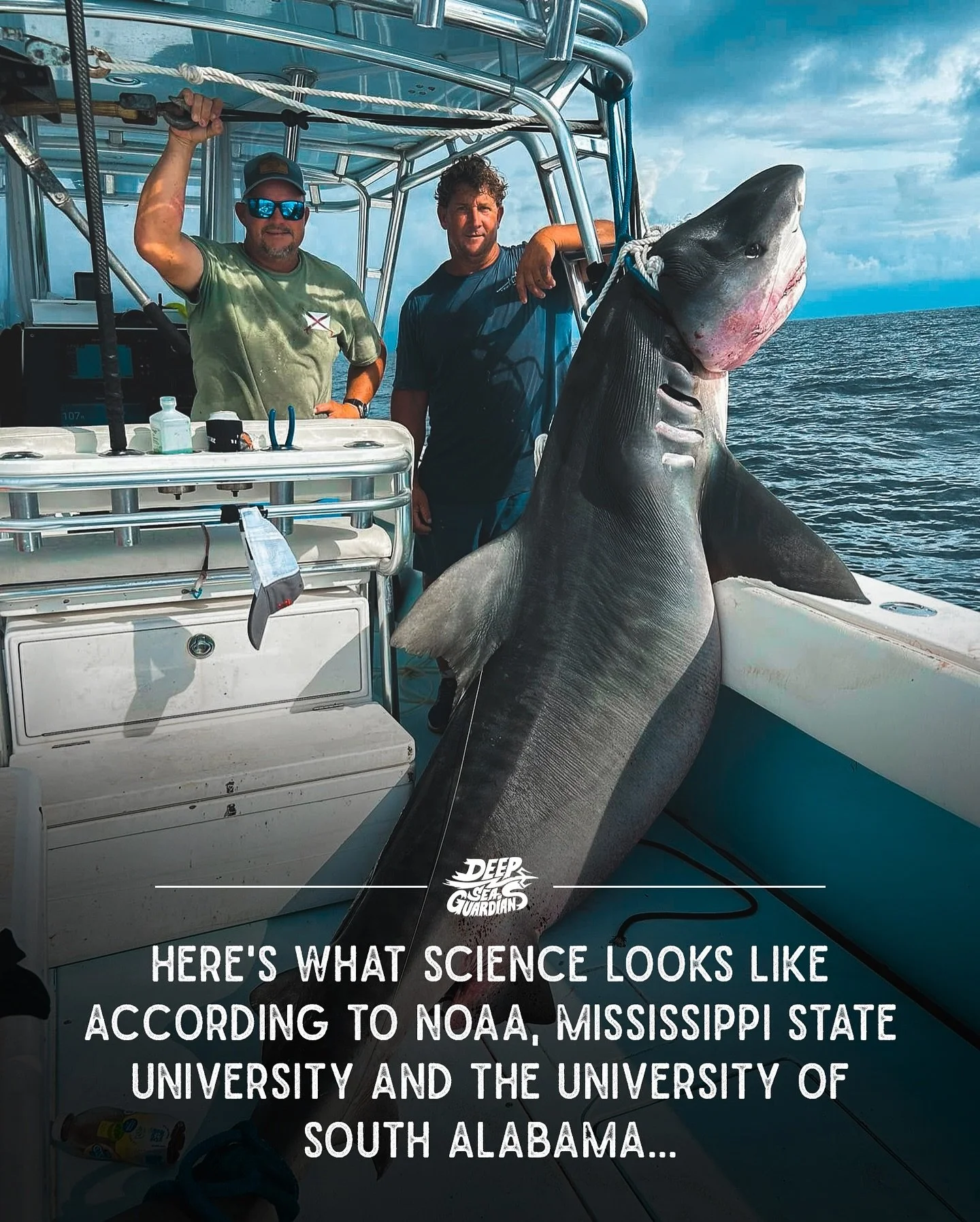 &bull; SLAUGHTERING SHARKS IN THE NAME OF SCIENCE &bull;

HERE&rsquo;S WHAT SCIENCE LOOKS LIKE
ACCORDING TO NOAA, MISSISSIPPI STATE UNIVERSITY AND THE UNIVERSITY OF SOUTH ALABAMA...

This past weekend, anglers gathered for the Alabama Deep Sea Fishin