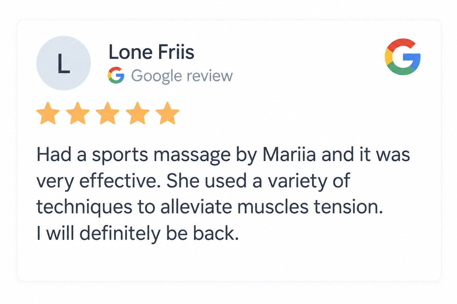 Minimal Google Review Card for Lone Friis.png