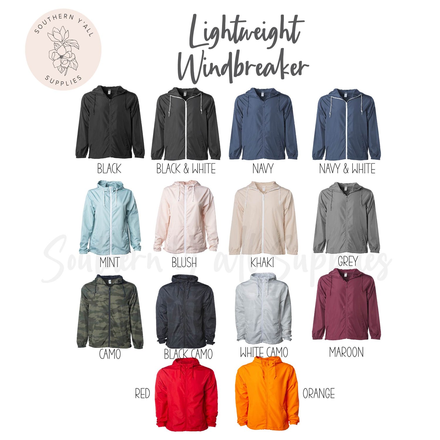 Monogrammed Zip Up Windbreaker Jacket — Southern Y'all Supplies