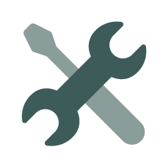 Icon of a wrench and screwdriver crossed.